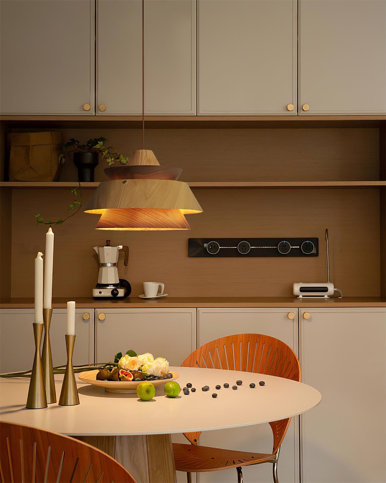 Wood Karwe Pendant Lamp Layered Wood Vintage - Letslighting