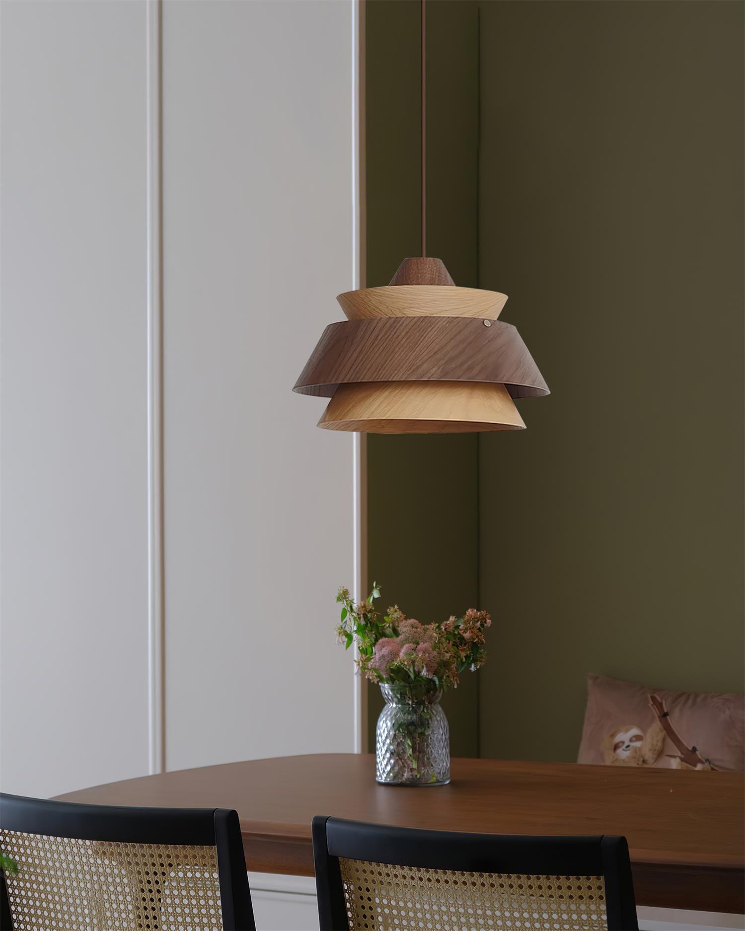 Wood Karwe Pendant Lamp Layered Wood Vintage - Letslighting
