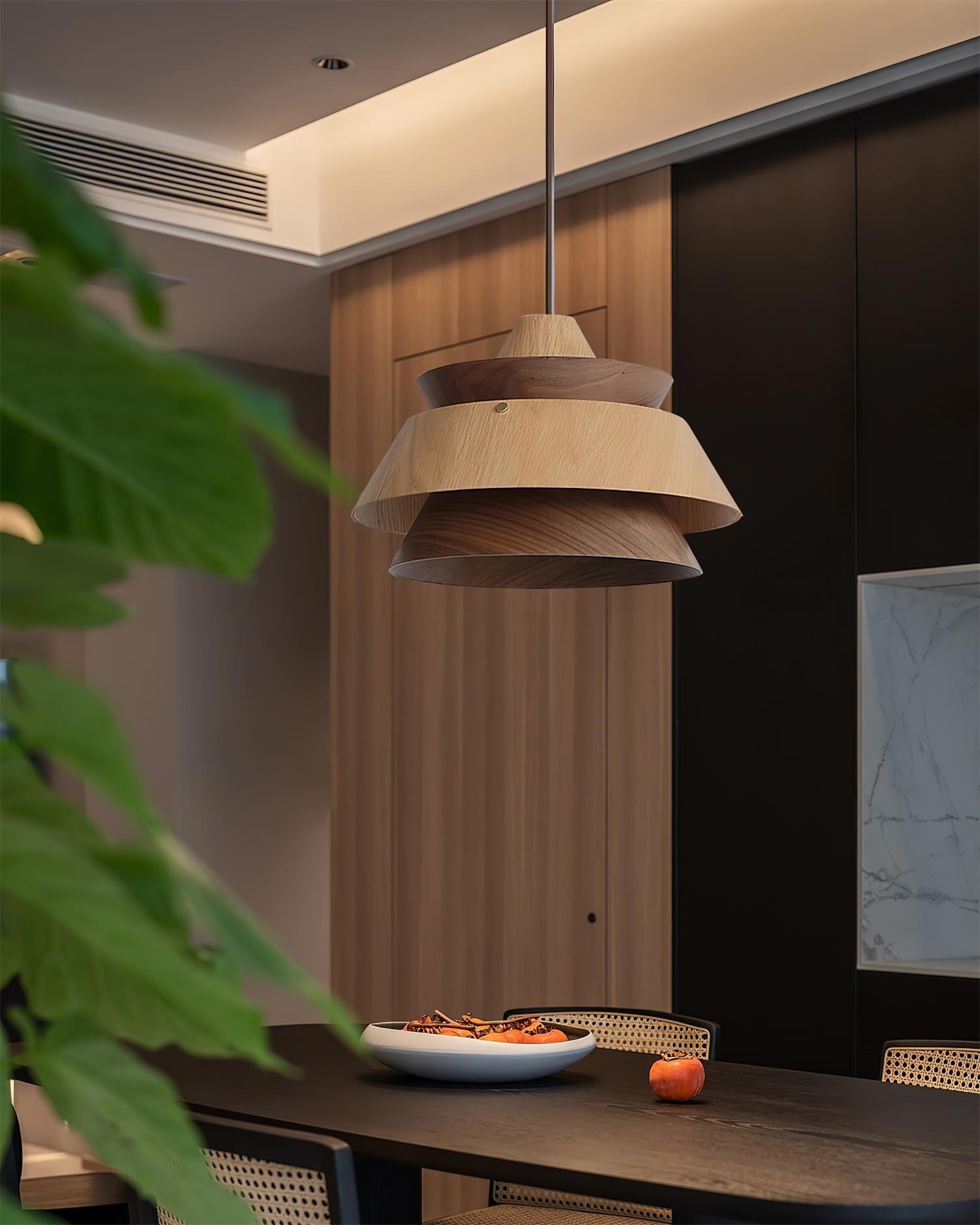 Wood Karwe Pendant Lamp Layered Wood Vintage - Letslighting