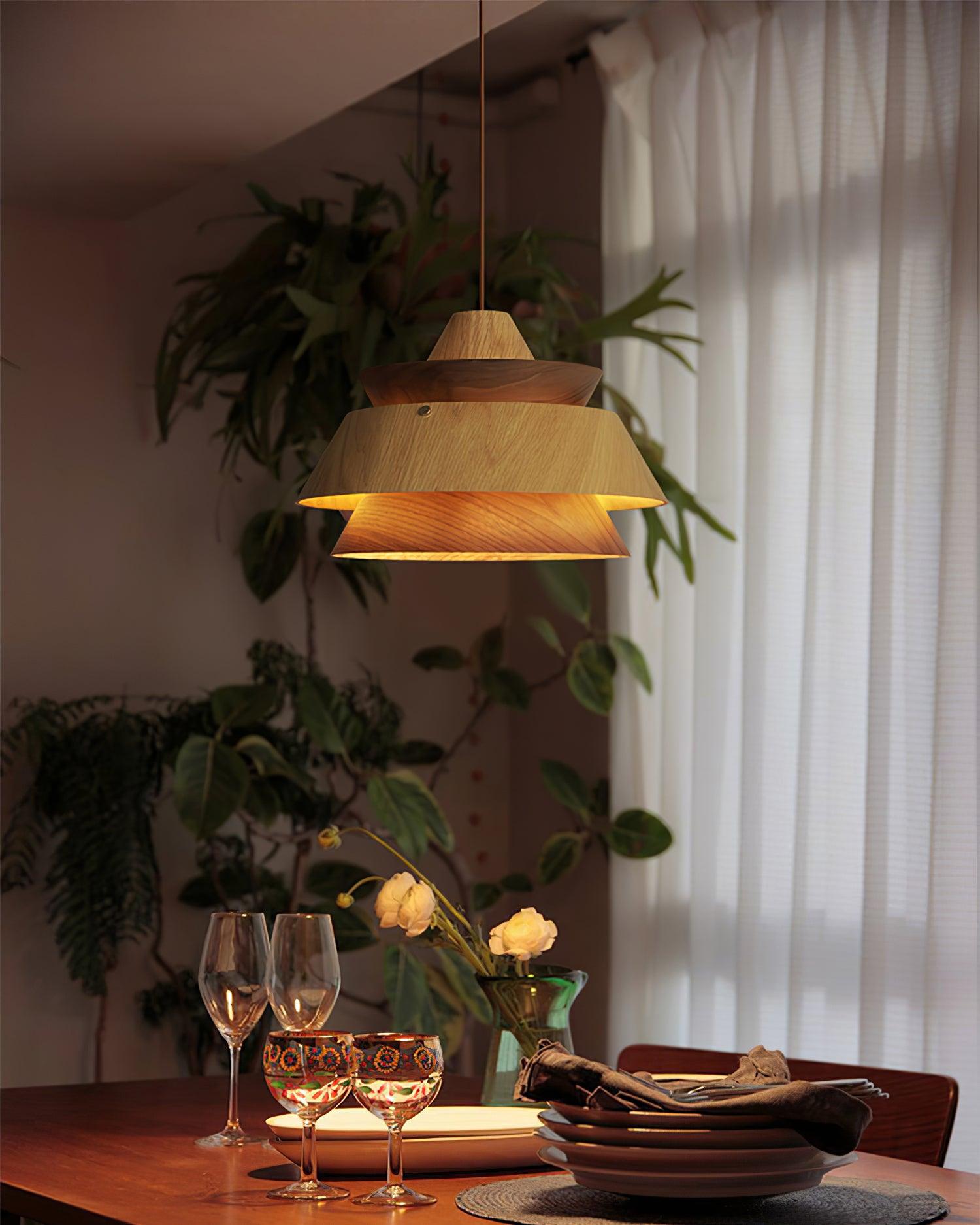 Wood Karwe Pendant Lamp Layered Wood Vintage - Letslighting
