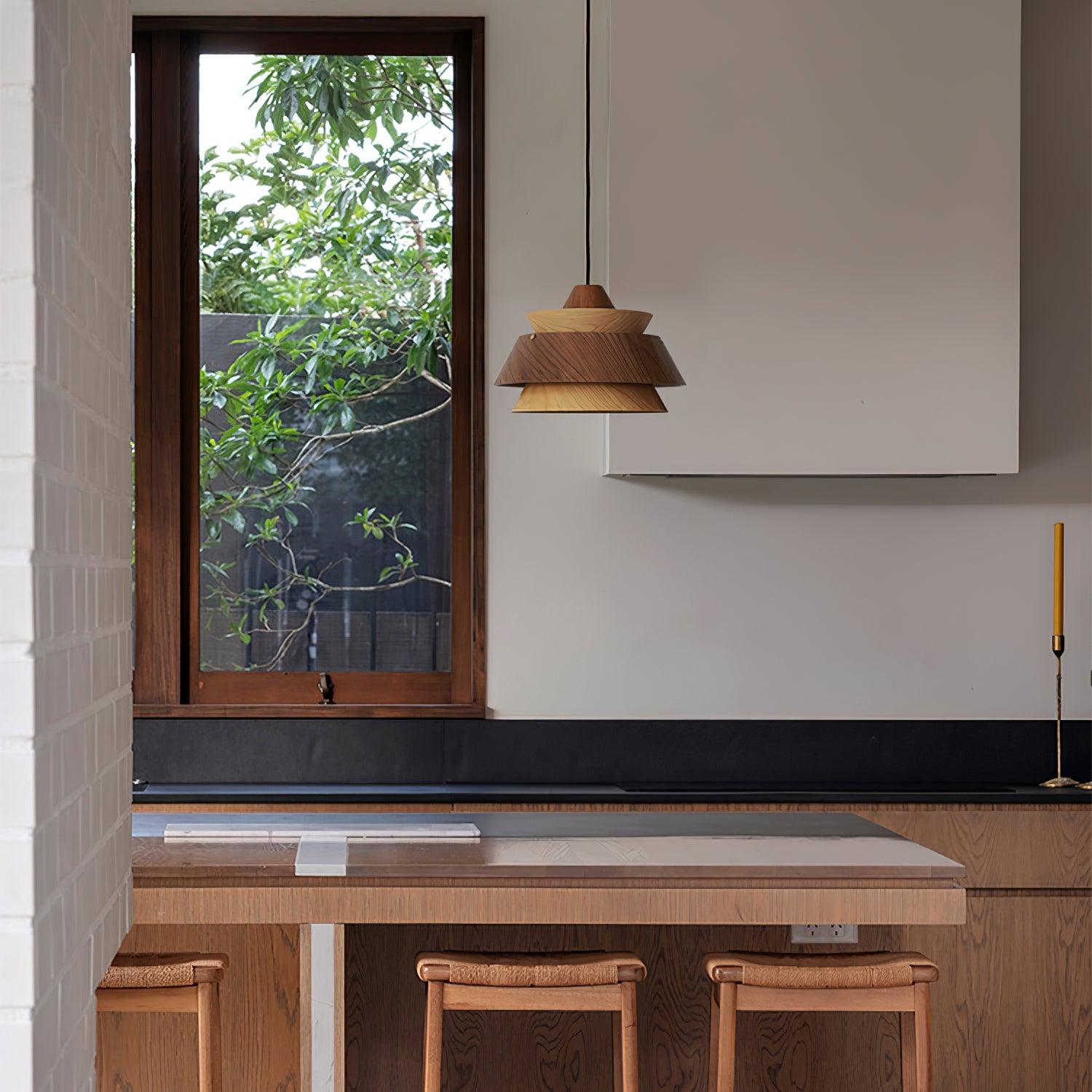 Wood Karwe Pendant Lamp Layered Wood Vintage - Letslighting