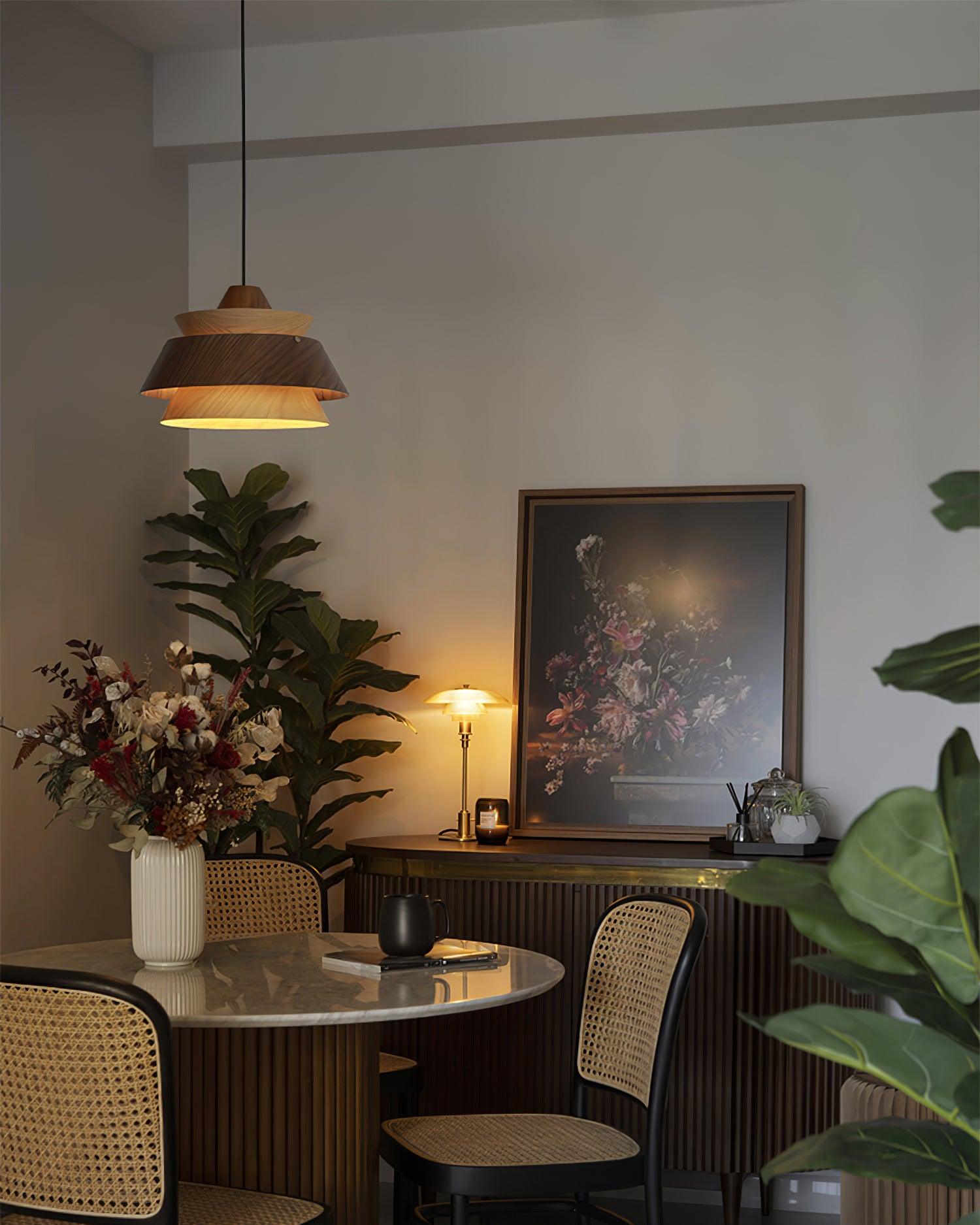 Wood Karwe Pendant Lamp Layered Wood Vintage - Letslighting