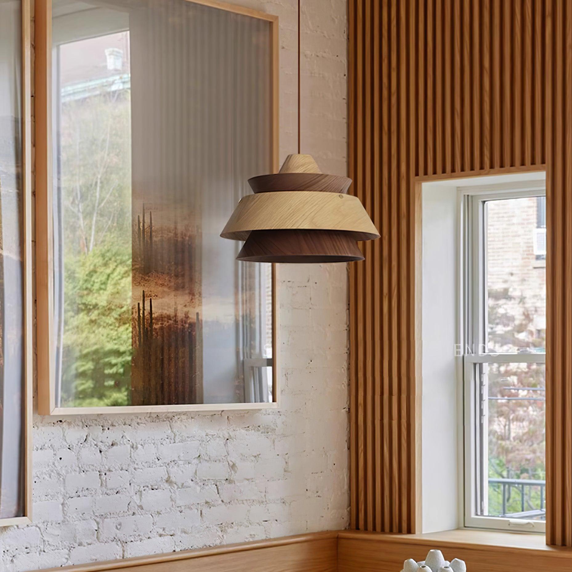 Wood Karwe Pendant Lamp Layered Wood Vintage - Letslighting