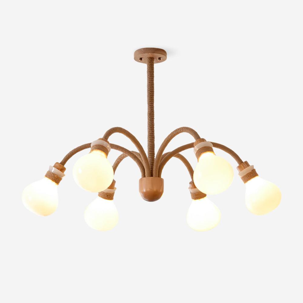 Okai Wood Hemp Rope Chandelier - Letslighting