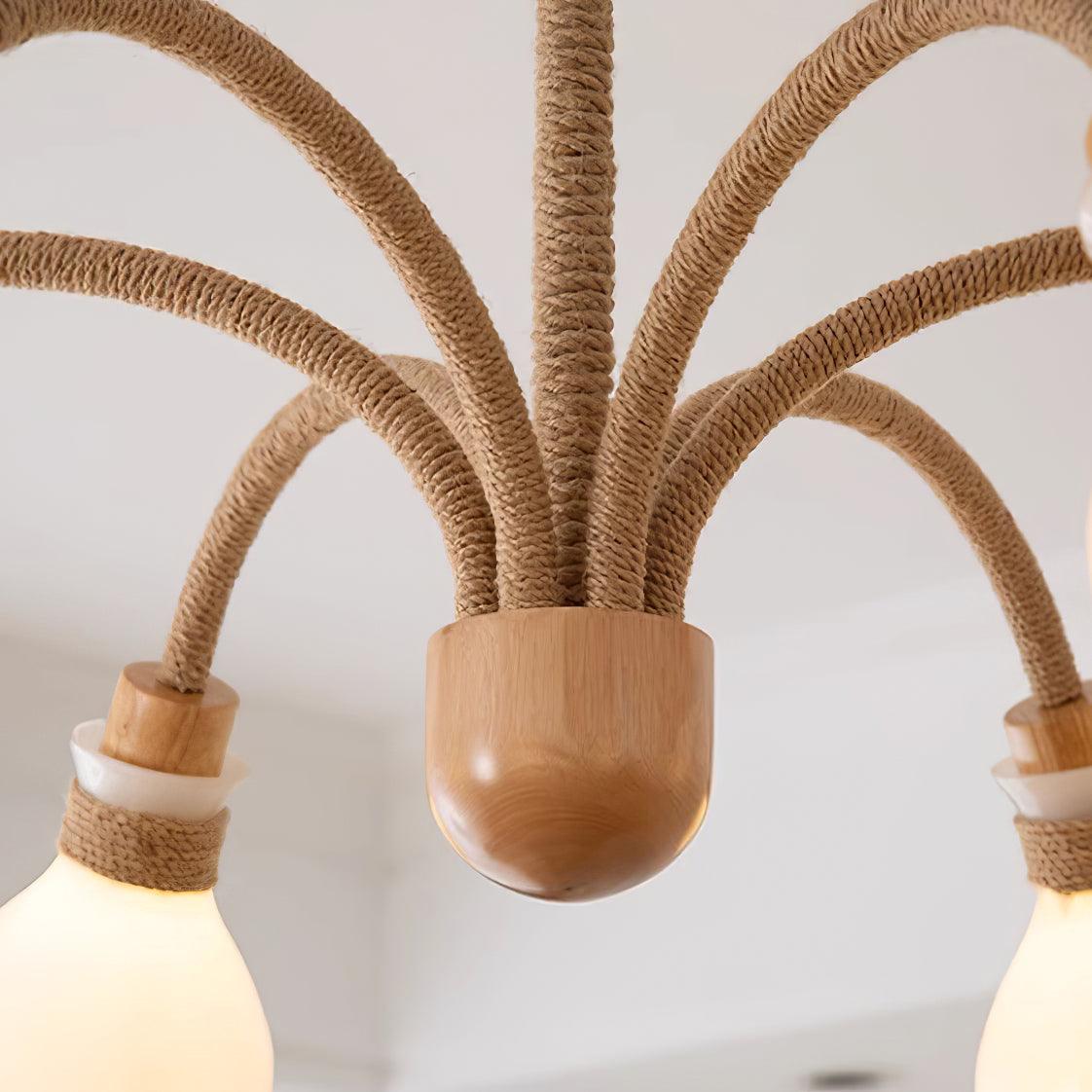 Okai Wood Hemp Rope Chandelier - Letslighting