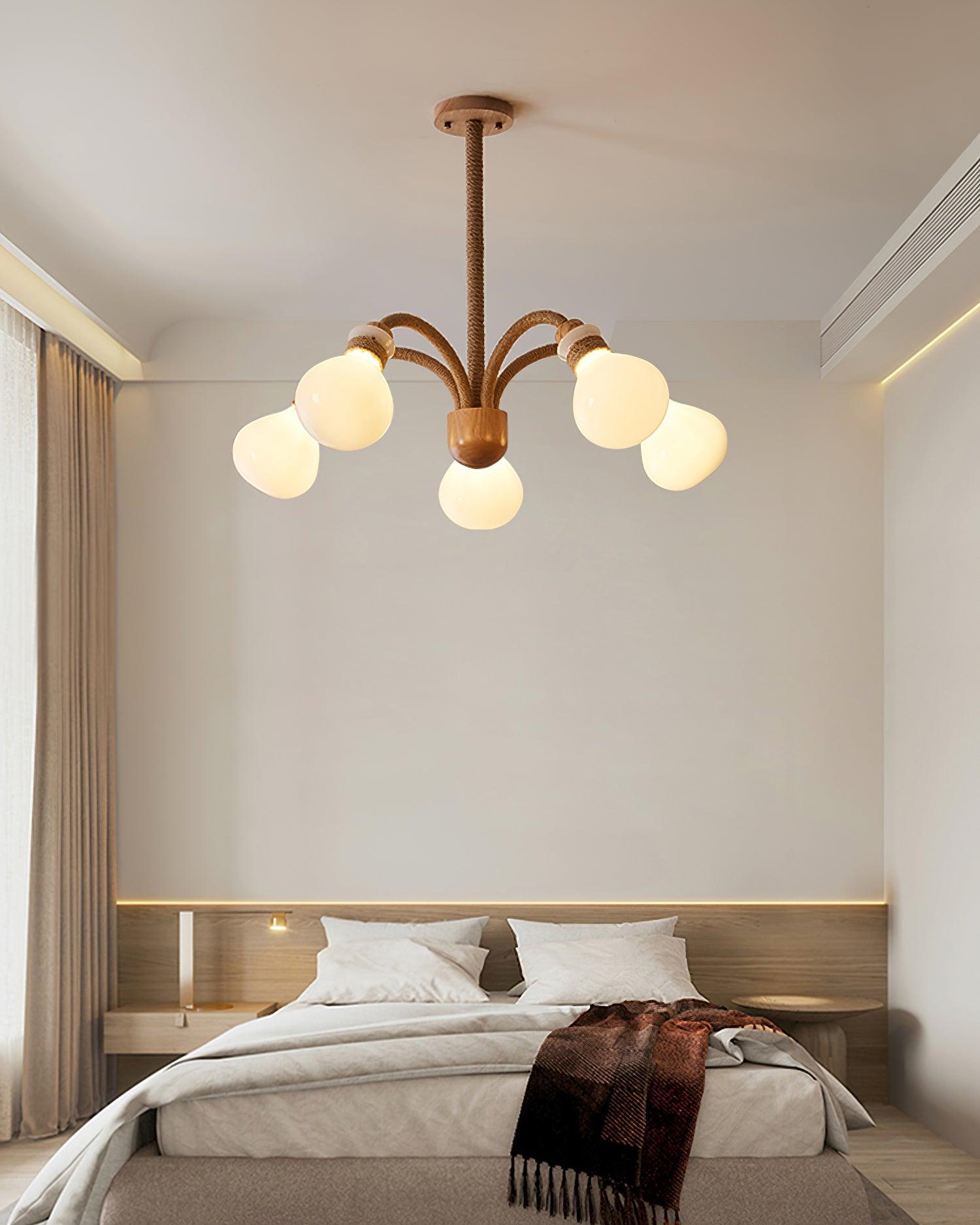 Okai Wood Hemp Rope Chandelier - Letslighting