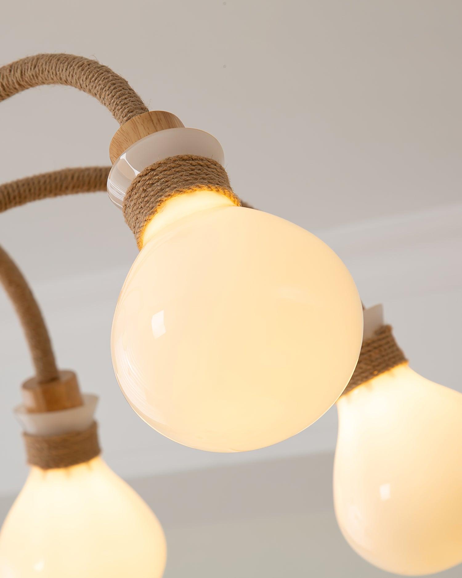 Okai Wood Hemp Rope Chandelier - Letslighting