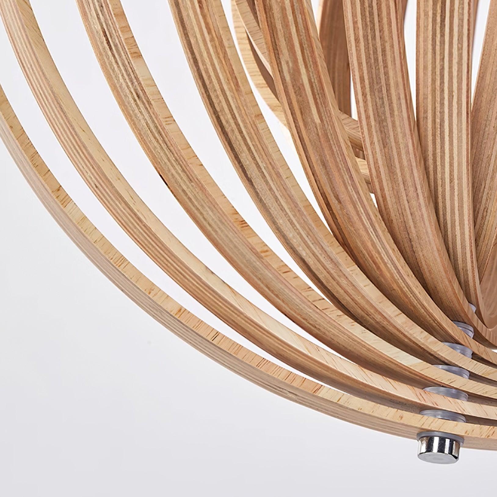 Pendant Lamp Wood Rings Sphere Organic Minimalist Ambient - Letslighting