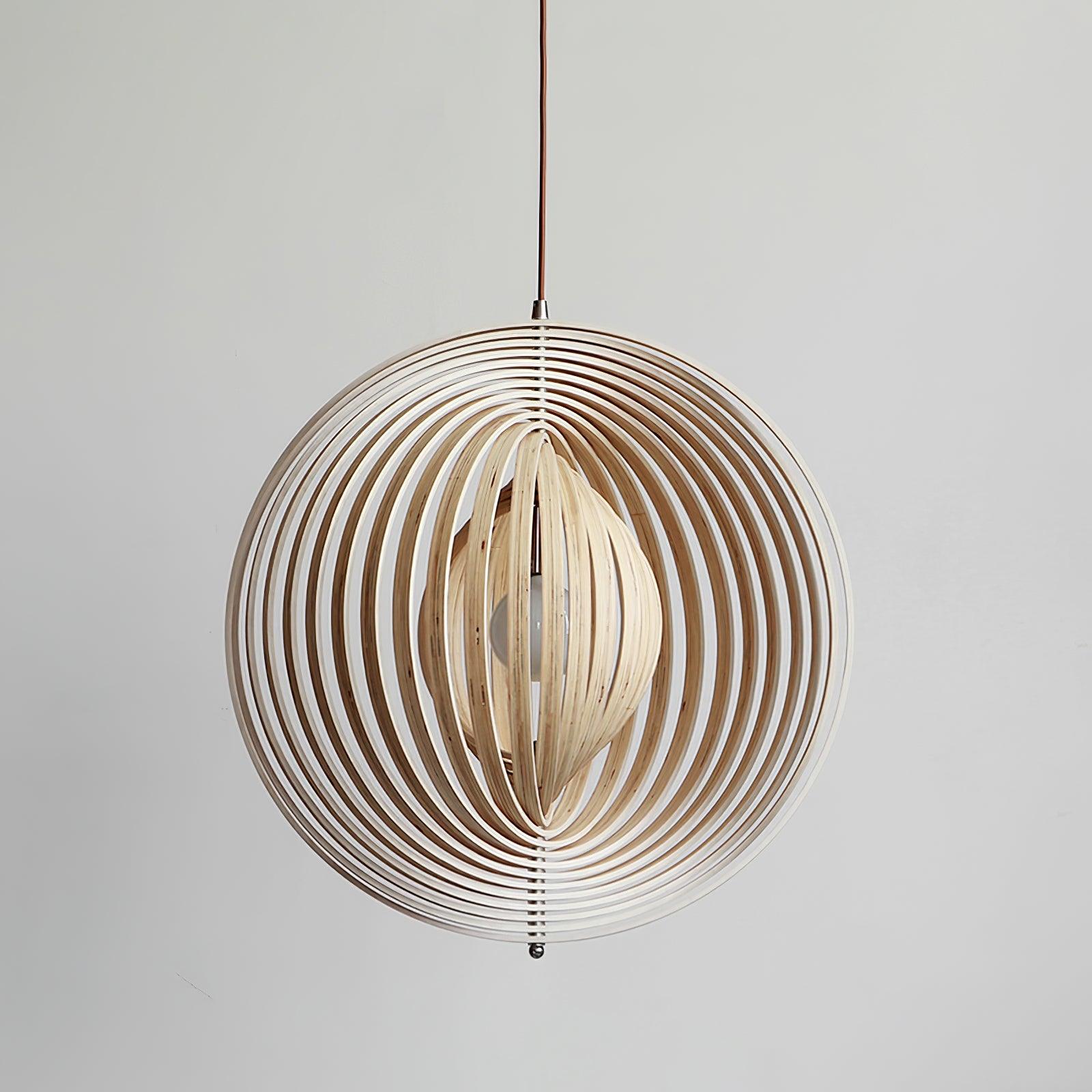 Pendant Lamp Wood Rings Sphere Organic Minimalist Ambient - Letslighting