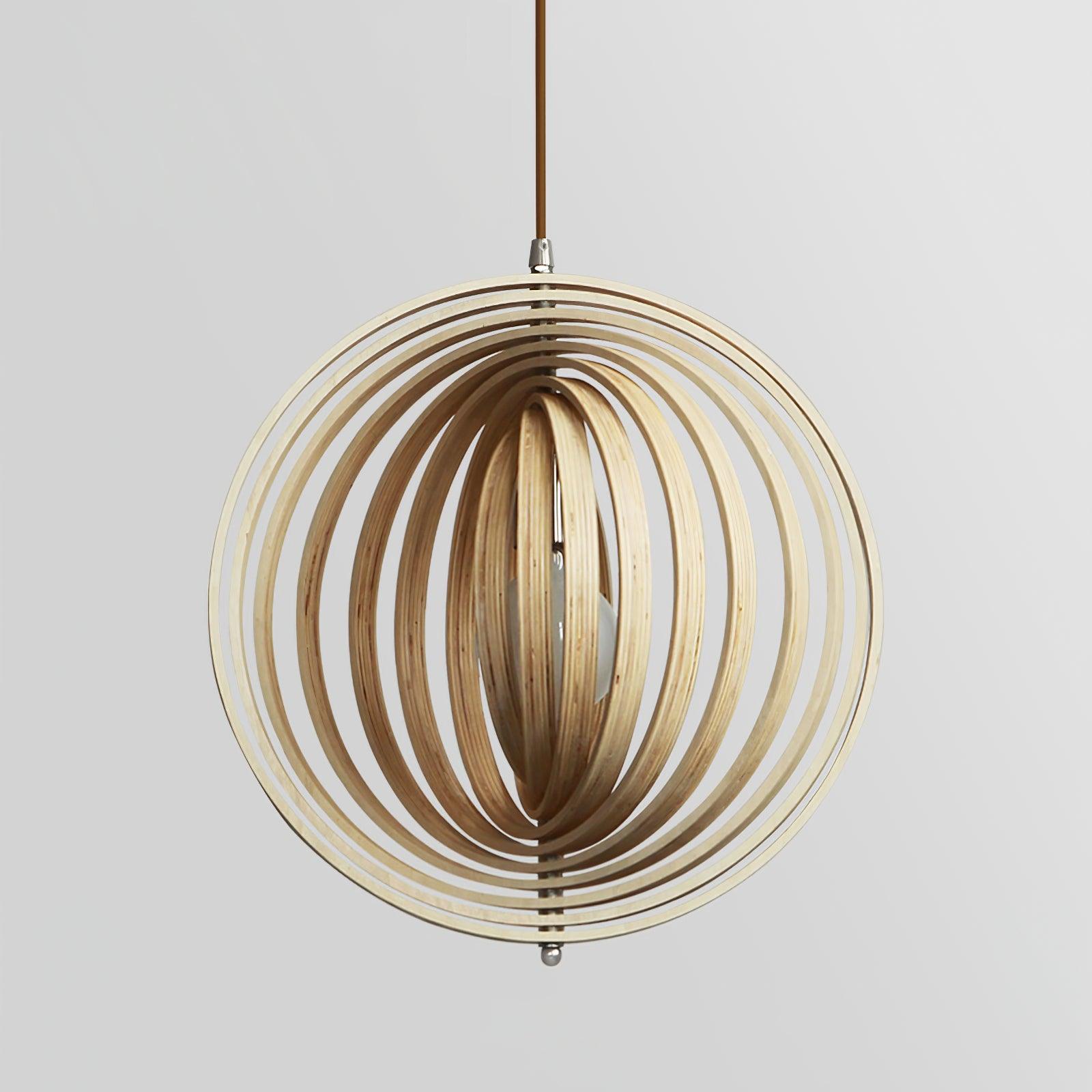 Pendant Lamp Wood Rings Sphere Organic Minimalist Ambient - Letslighting