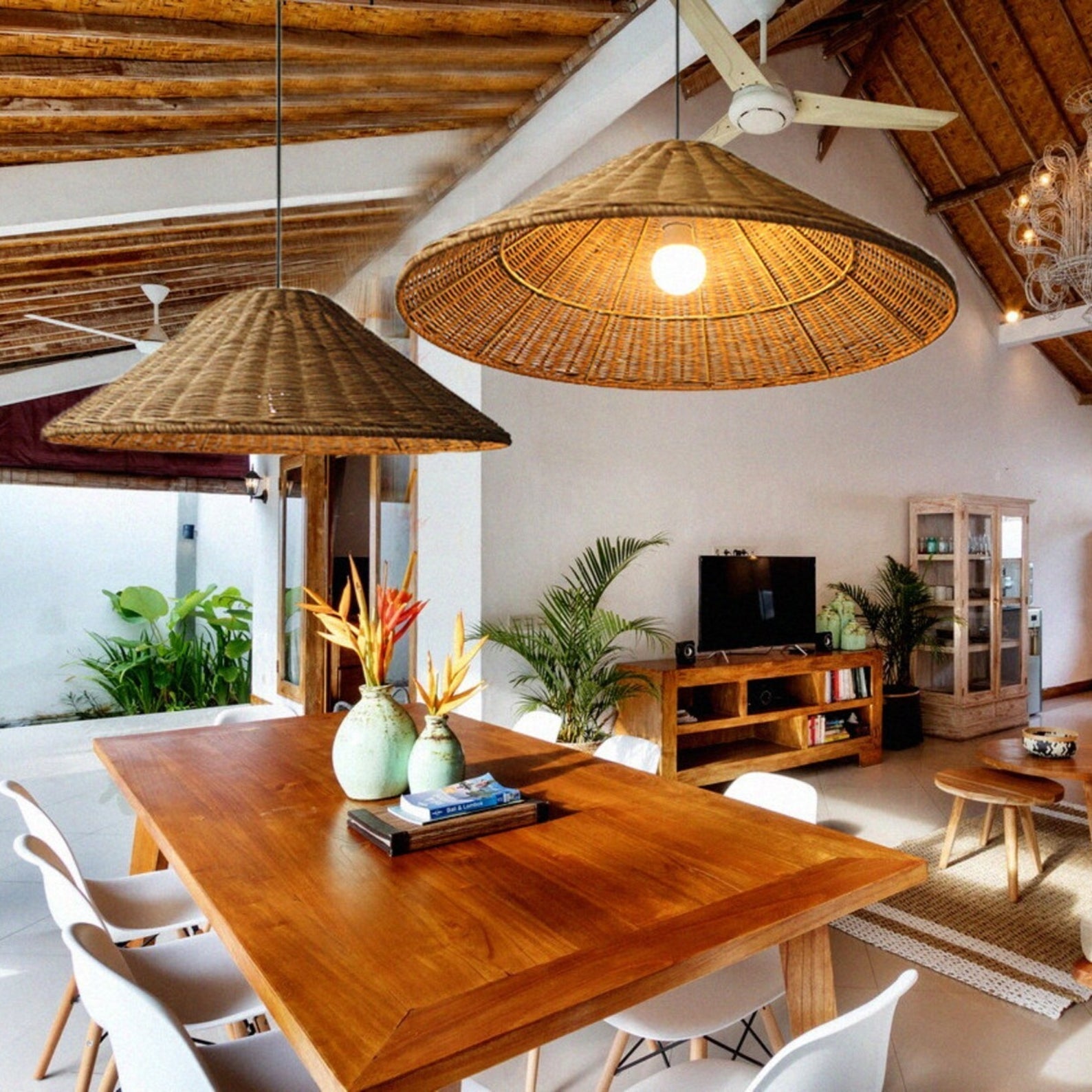 Ritta Vintage Artisanal LED Rotin Suspension Salon - Neutralighting