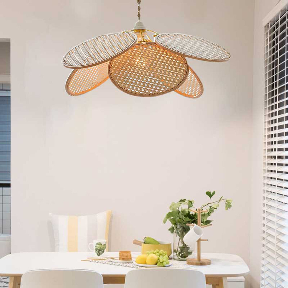 Ritta Suspension Petale Naturelle, Metal/Rotin, Bois, Chambre à Coucher - Neutralighting