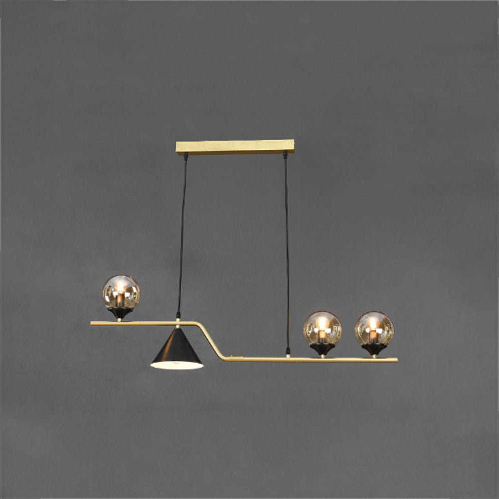 Ray Moderne LED Suspension Noir/Or Verre Salon/Chambre à Coucher - Neutralighting