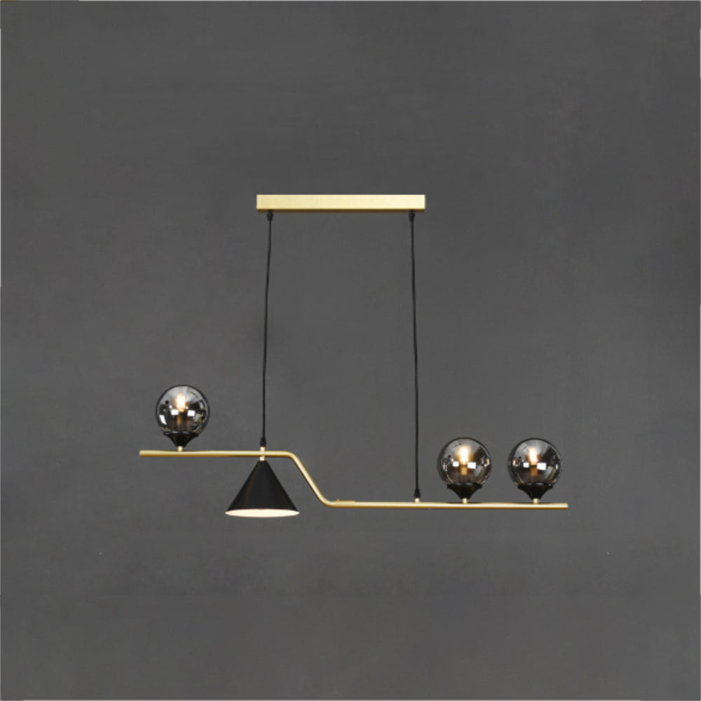 Ray Moderne LED Suspension Noir/Or Verre Salon/Chambre à Coucher - Neutralighting