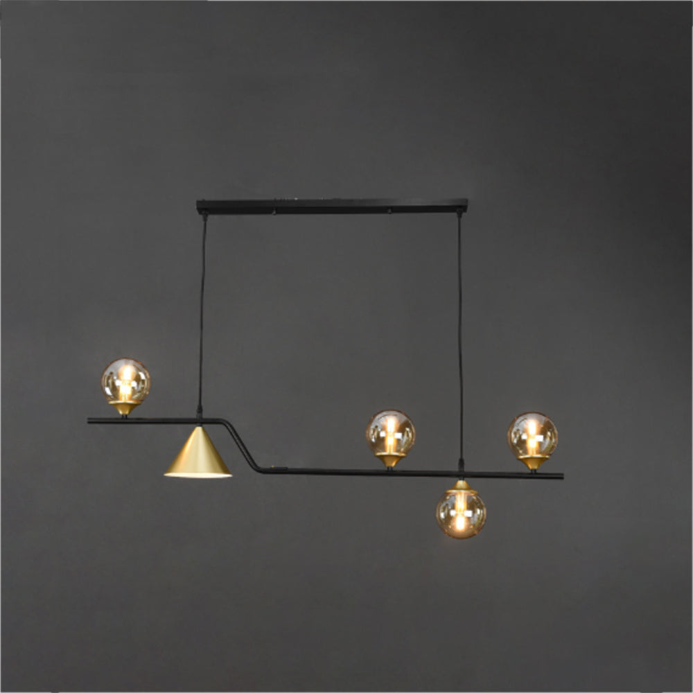 Ray Moderne LED Suspension Noir/Or Verre Salon/Chambre à Coucher - Neutralighting