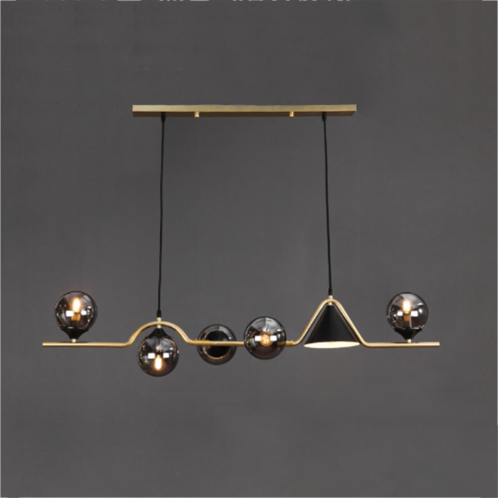 Ray Moderne LED Suspension Noir/Or Verre Salon/Chambre à Coucher - Neutralighting