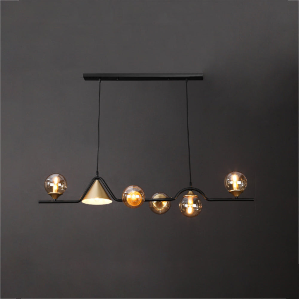 Ray Moderne LED Suspension Noir/Or Verre Salon/Chambre à Coucher - Neutralighting