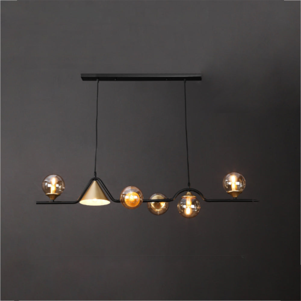 Ray Moderne LED Suspension Noir/Or Verre Salon/Chambre à Coucher - Neutralighting