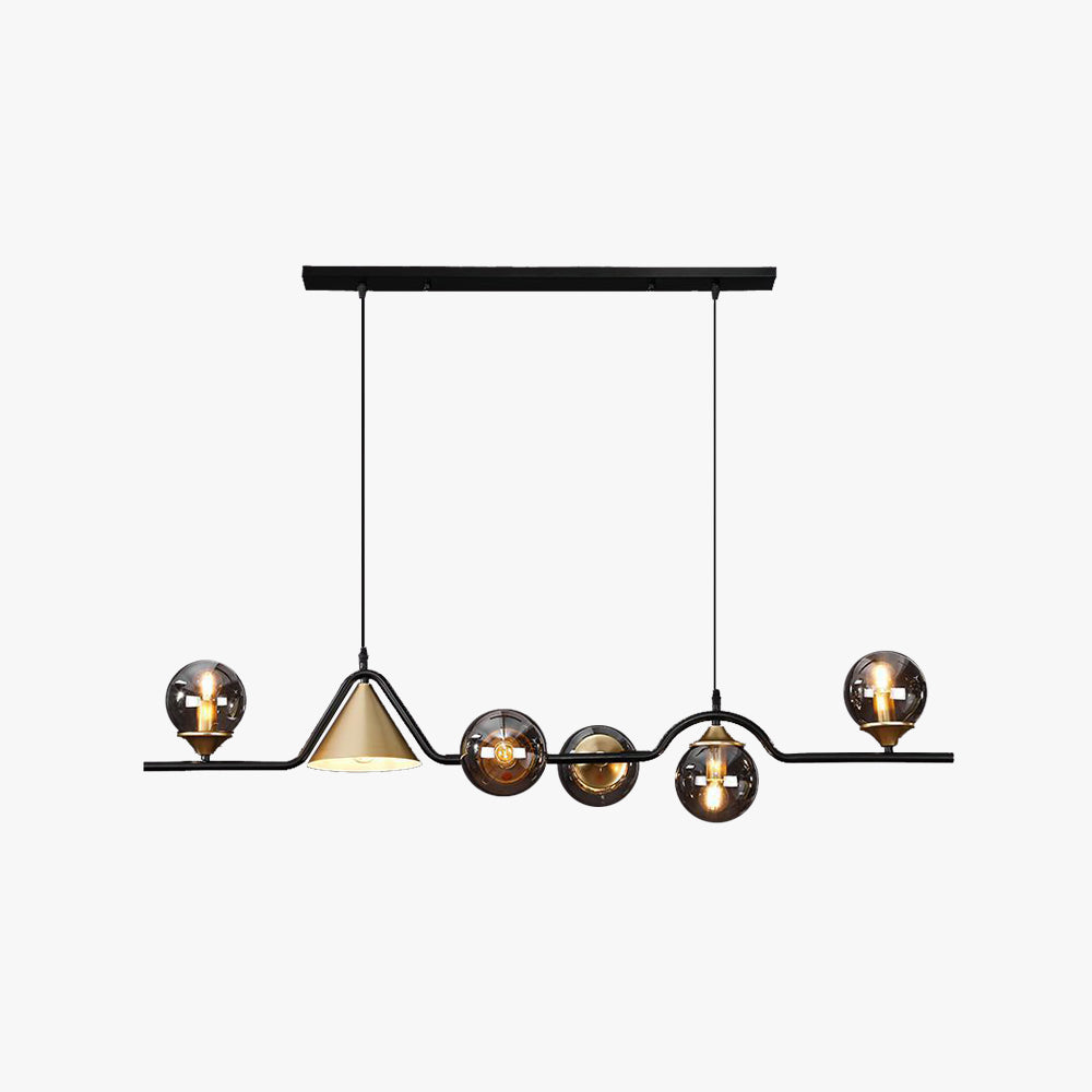 Ray Moderne LED Suspension Noir/Or Verre Salon/Chambre à Coucher - Neutralighting