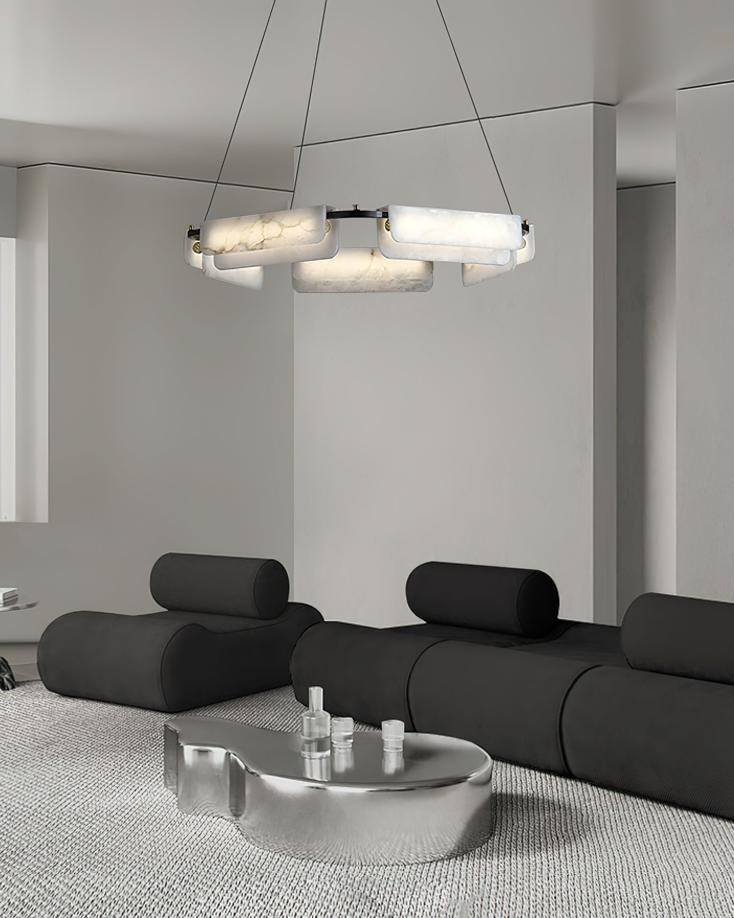 Syphaen Postmodern Luxury Metal Alabaster Chandelier - Lamp Copper