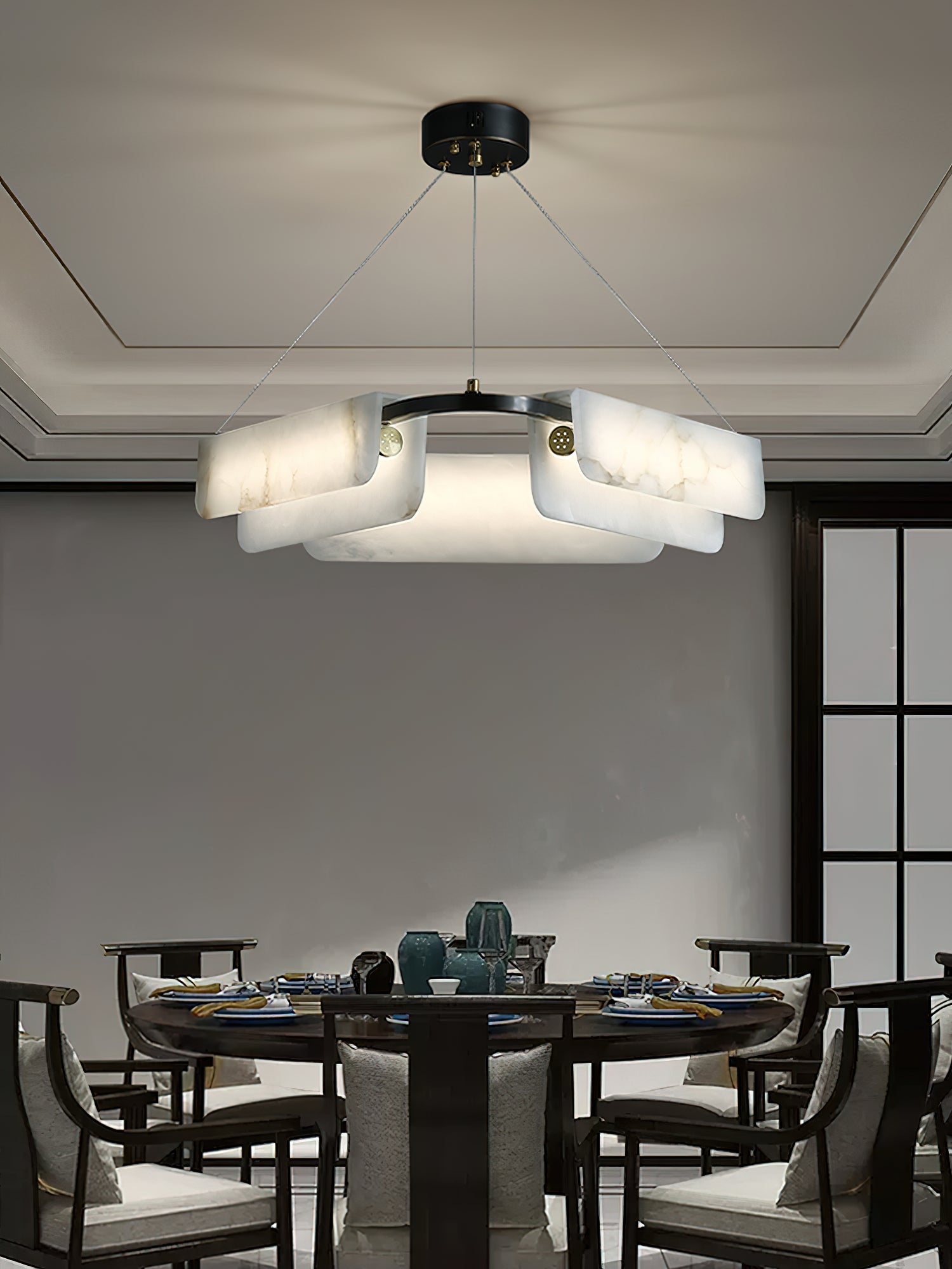 Syphaen Postmodern Luxury Metal Alabaster Chandelier - Lamp Copper