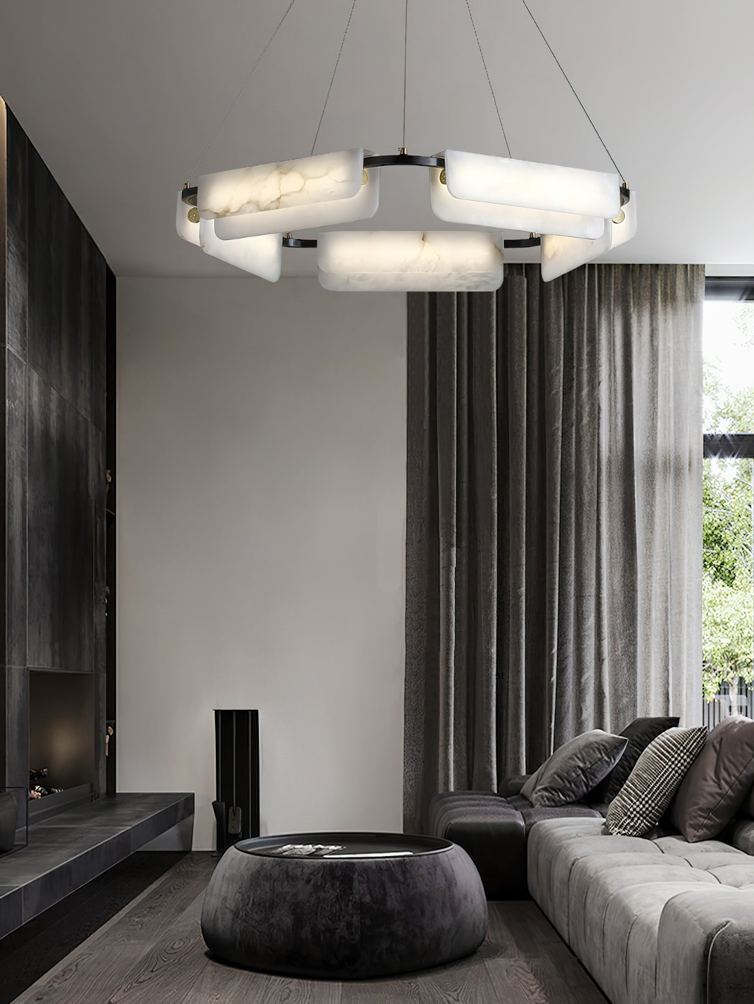 Syphaen Postmodern Luxury Metal Alabaster Chandelier - Lamp Copper
