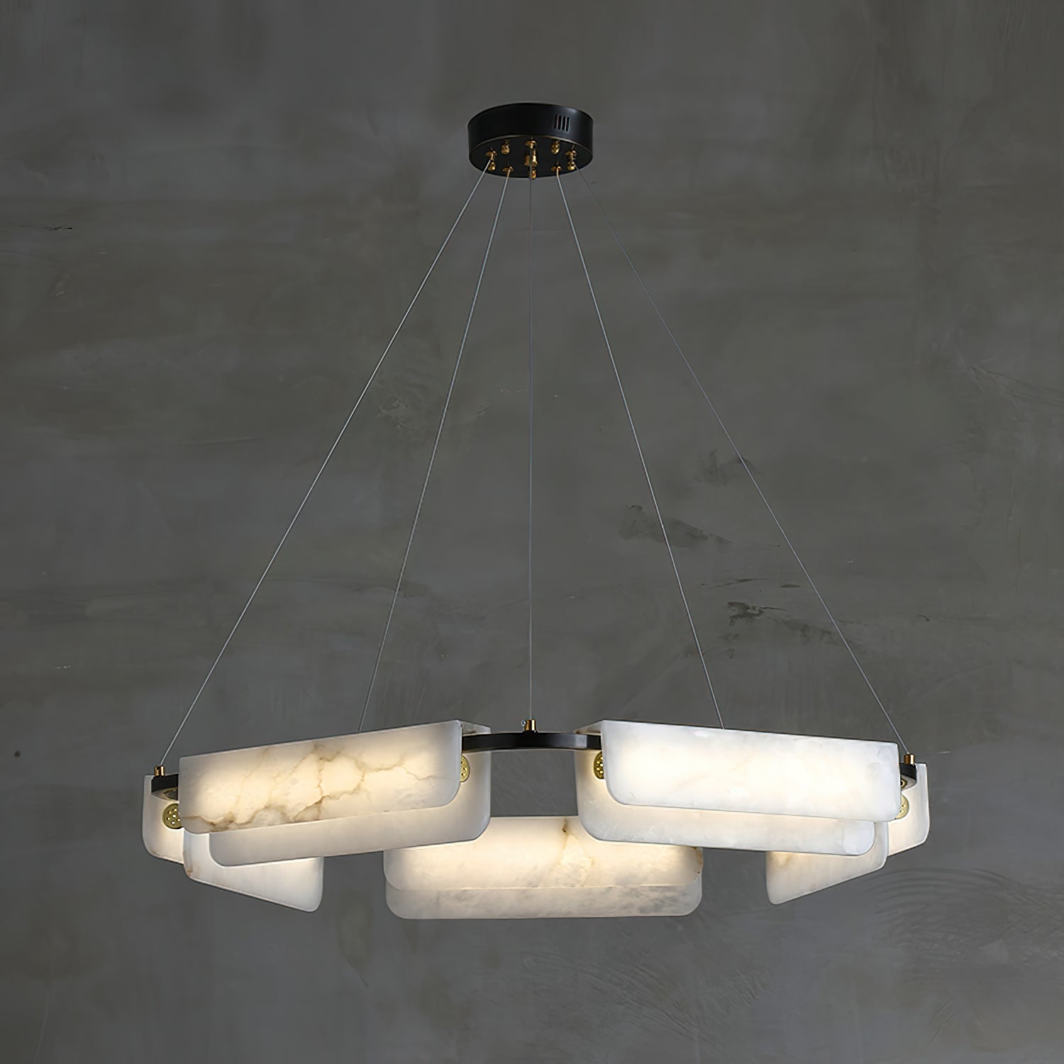 Syphaen Postmodern Luxury Metal Alabaster Chandelier - Lamp Copper