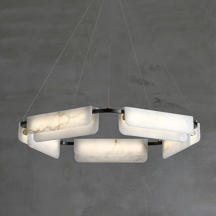 Syphaen Postmodern Luxury Metal Alabaster Chandelier - Lamp Copper