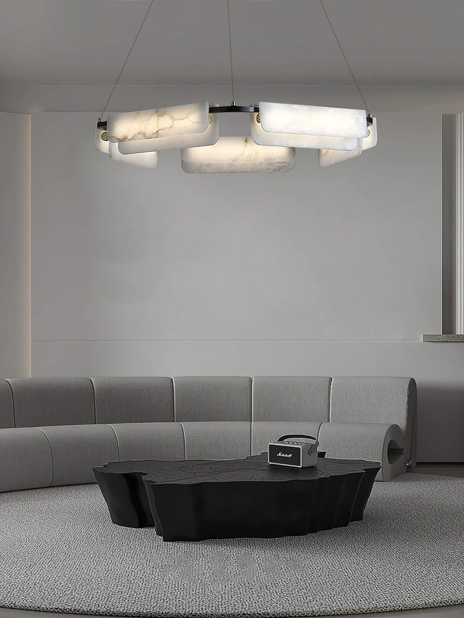 Syphaen Postmodern Luxury Metal Alabaster Chandelier - Lamp Copper