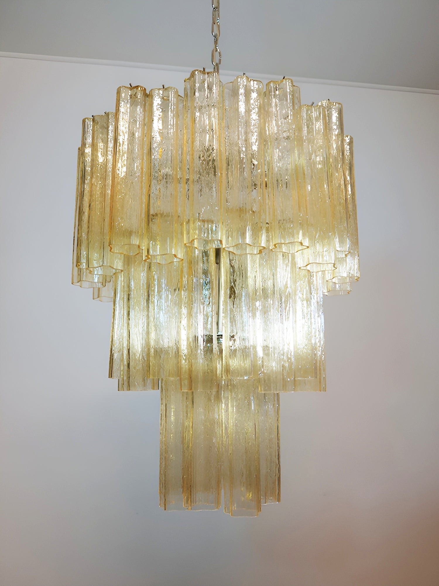 Aurora Chandelier Yellow Glass Tube Tiered Warm - Letslighting