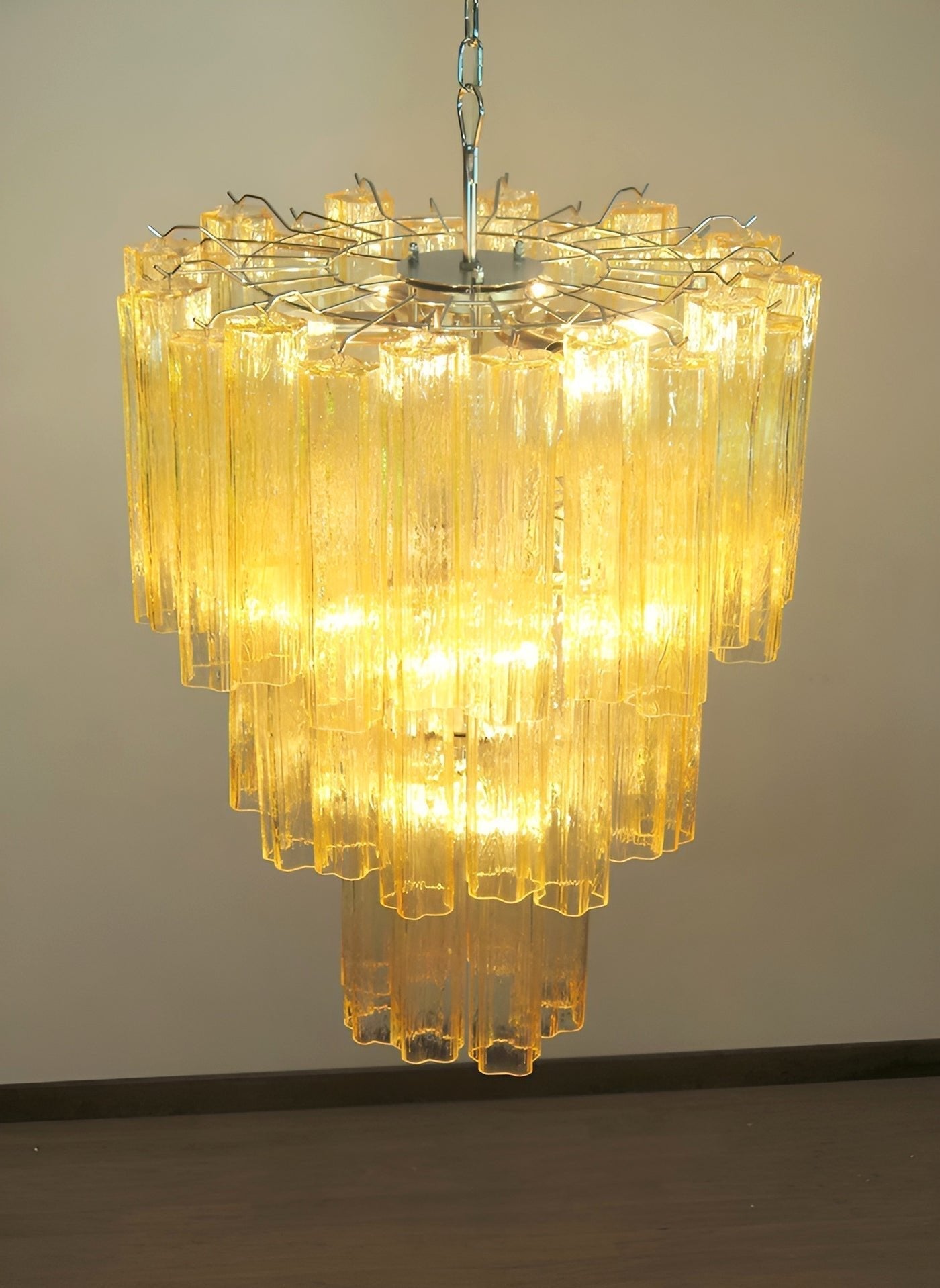 Aurora Chandelier Yellow Glass Tube Tiered Warm - Letslighting
