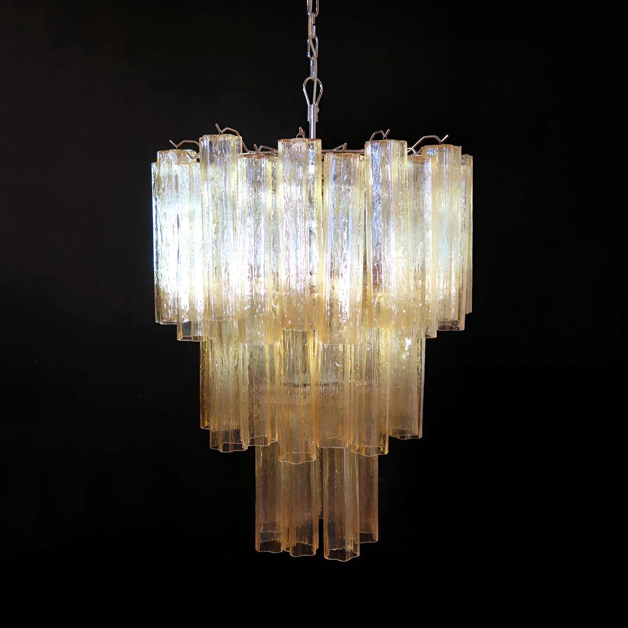 Aurora Chandelier Yellow Glass Tube Tiered Warm - Letslighting