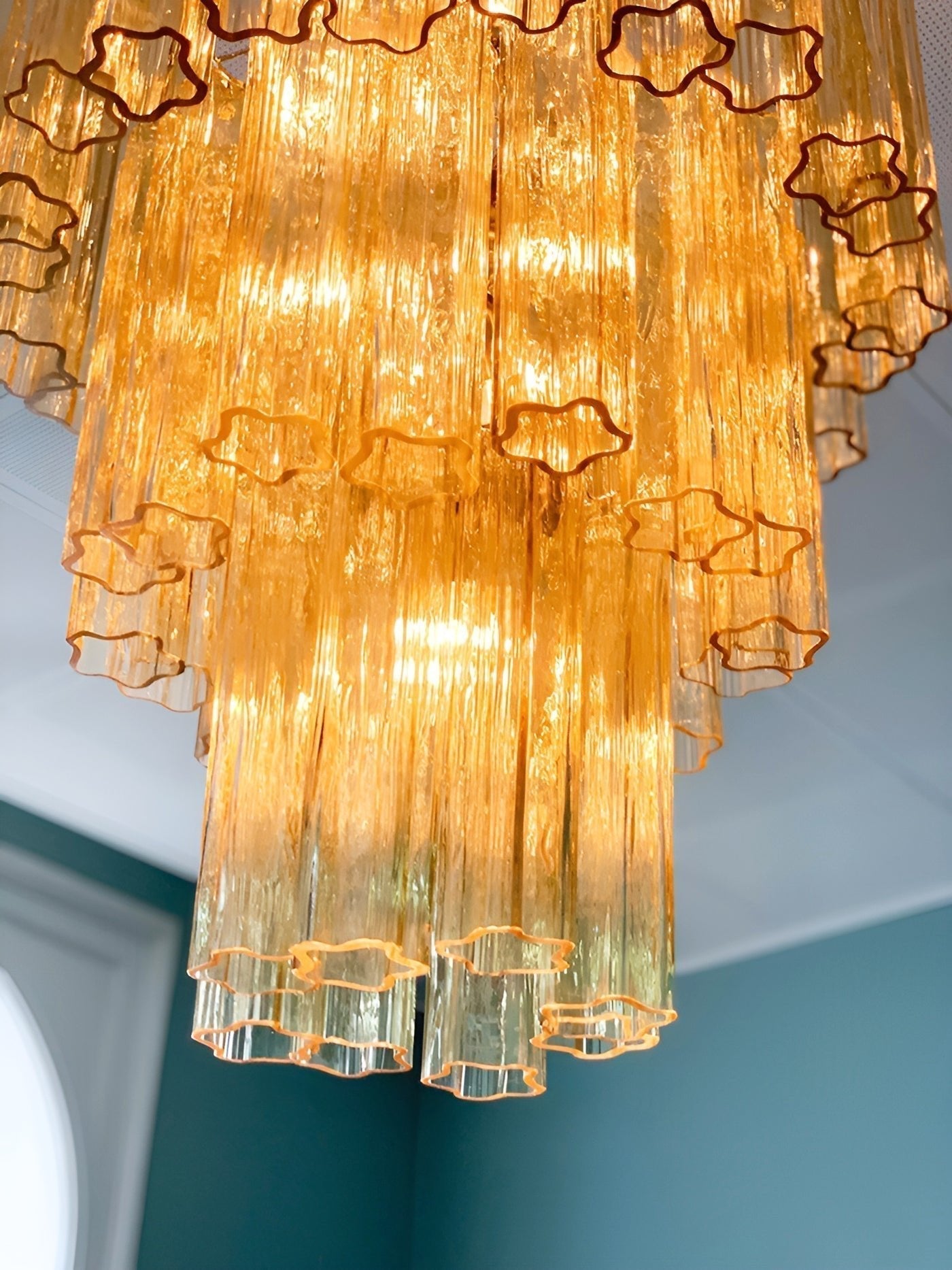 Aurora Chandelier Yellow Glass Tube Tiered Warm - Letslighting