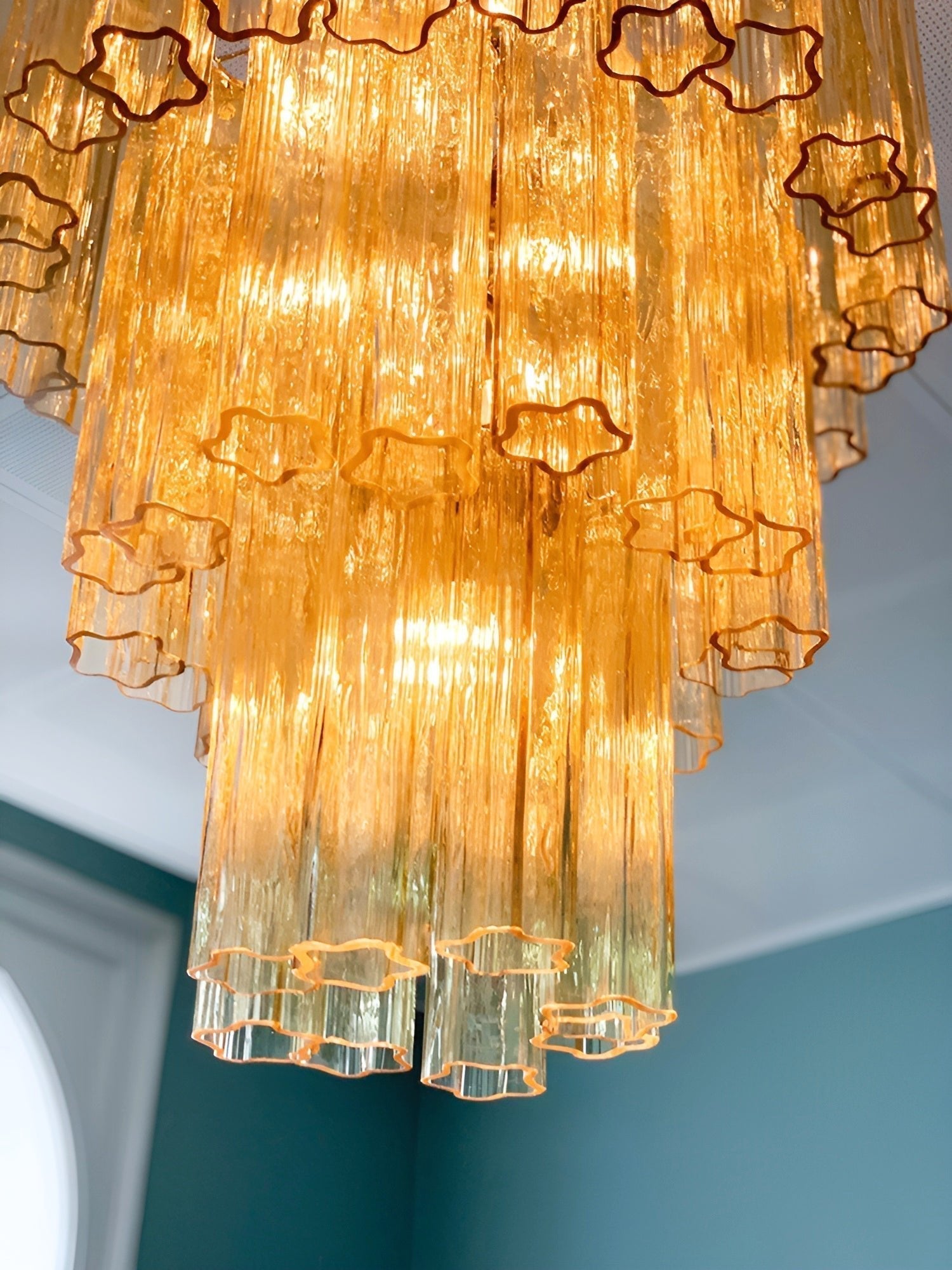 Aurora Chandelier Yellow Glass Tube Tiered Warm - Letslighting