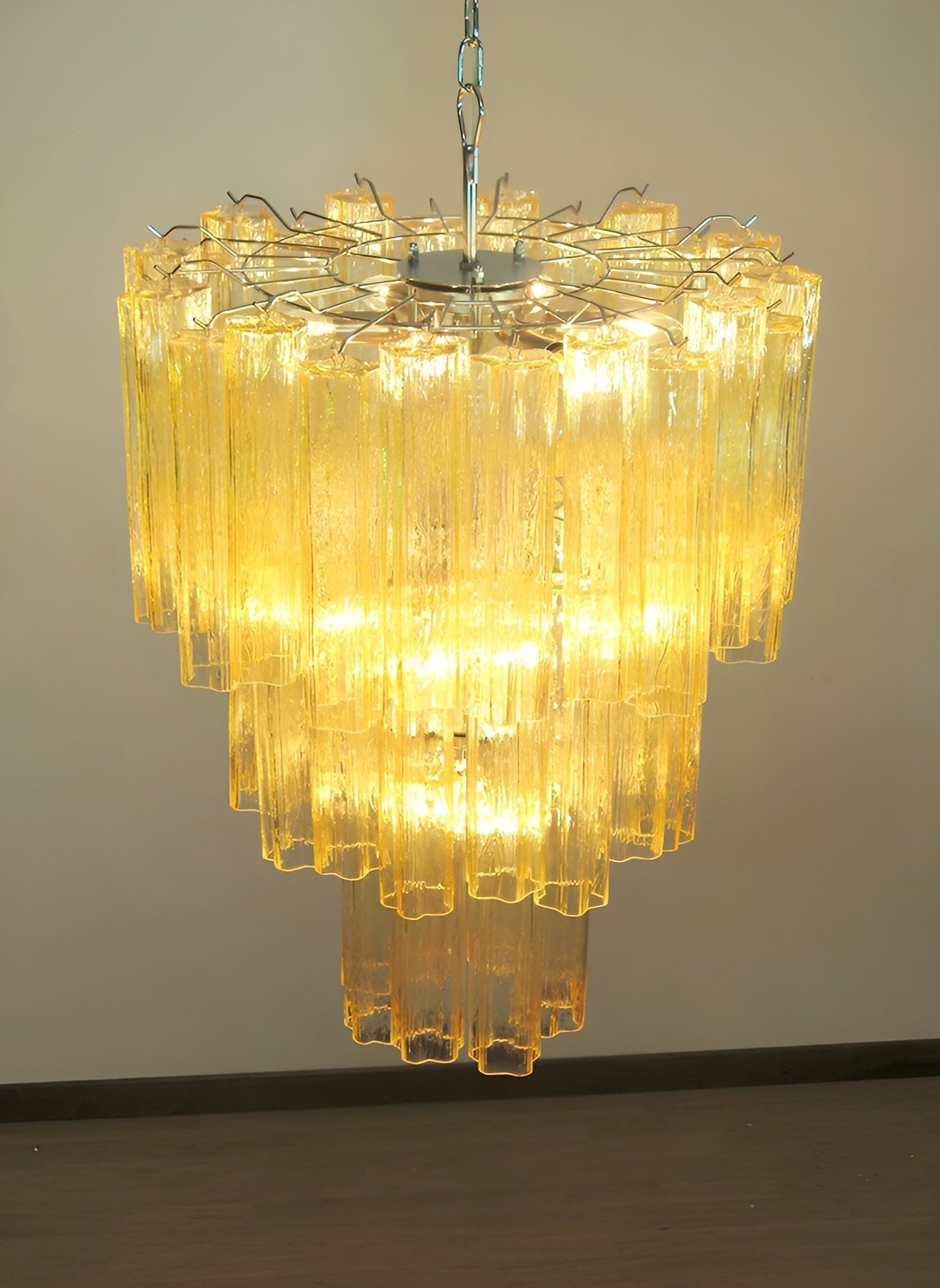 Aurora Chandelier Yellow Glass Tube Tiered Warm - Letslighting