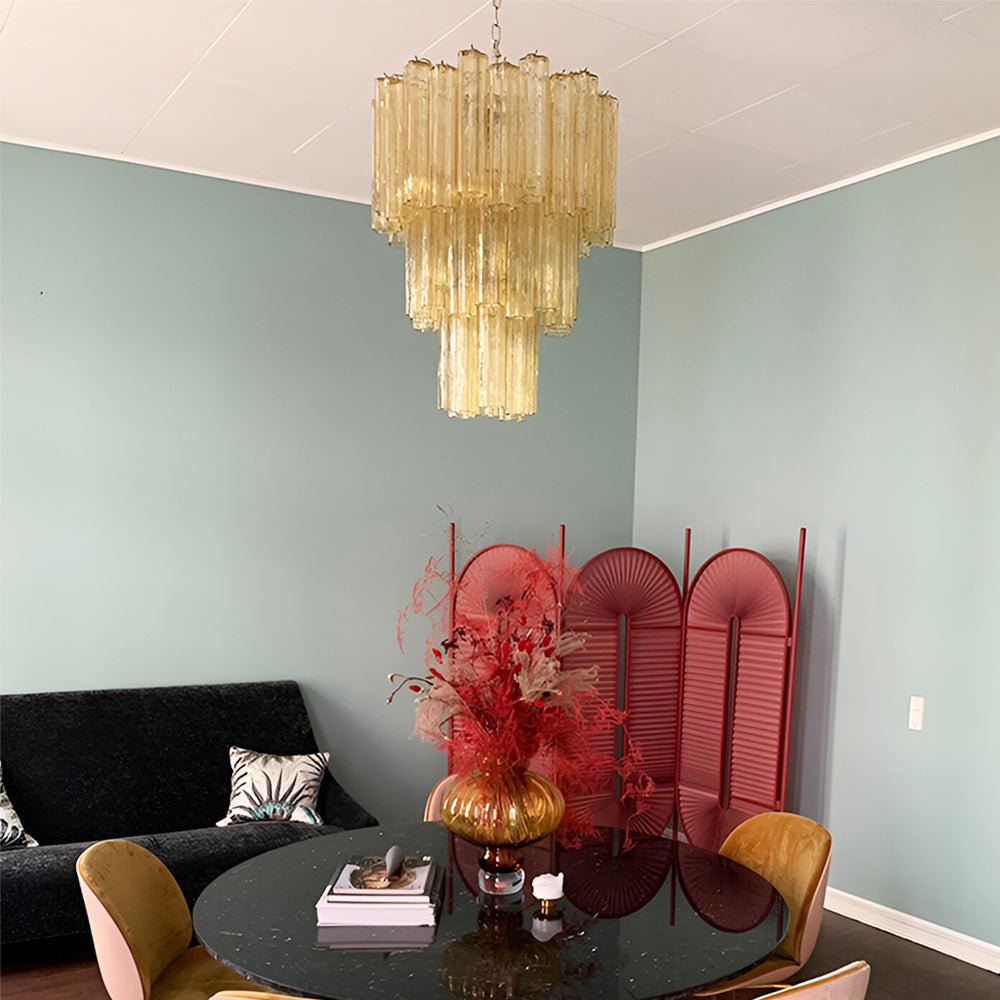 Aurora Chandelier Yellow Glass Tube Tiered Warm - Letslighting