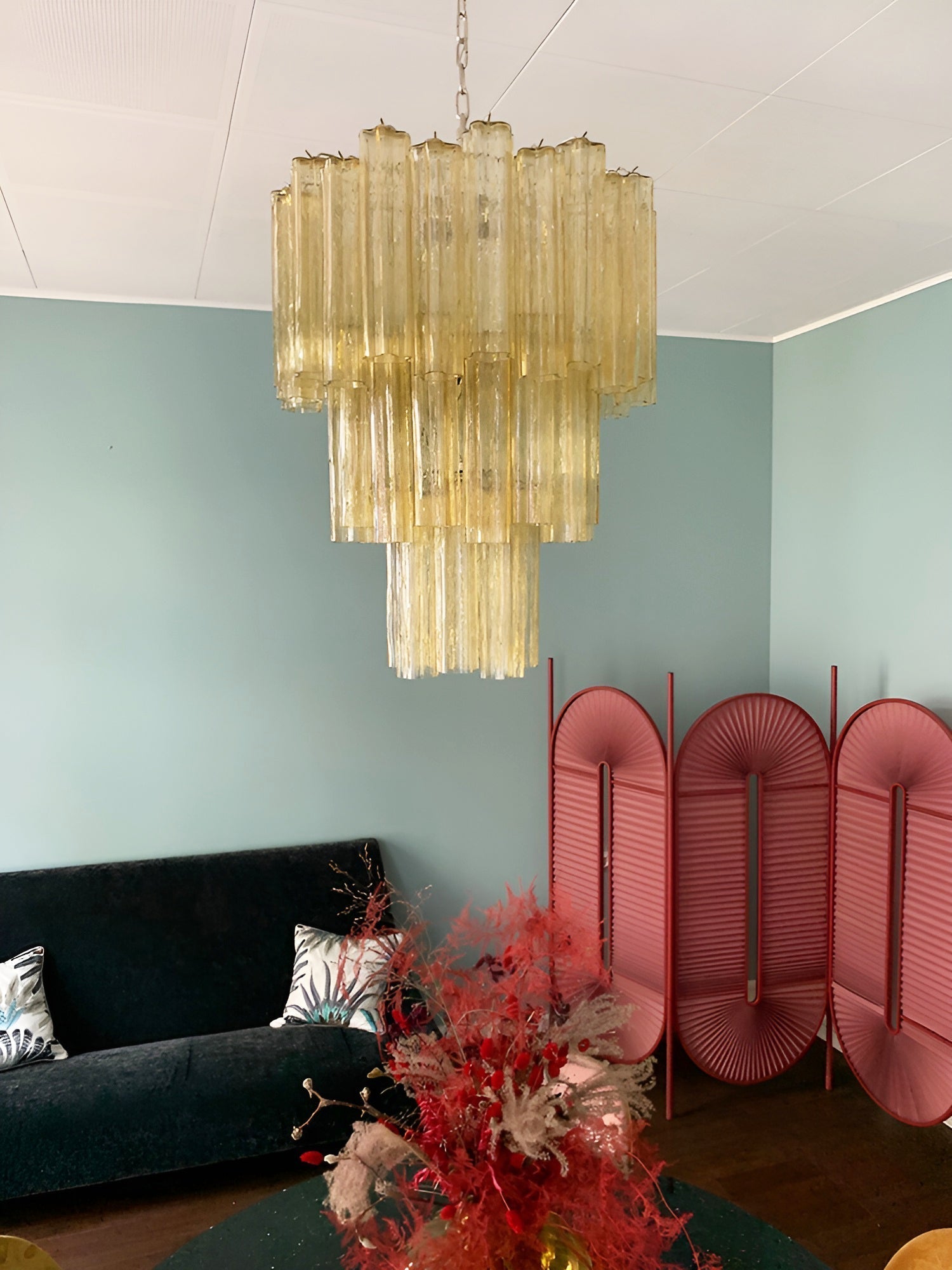 Aurora Chandelier Yellow Glass Tube Tiered Warm - Letslighting