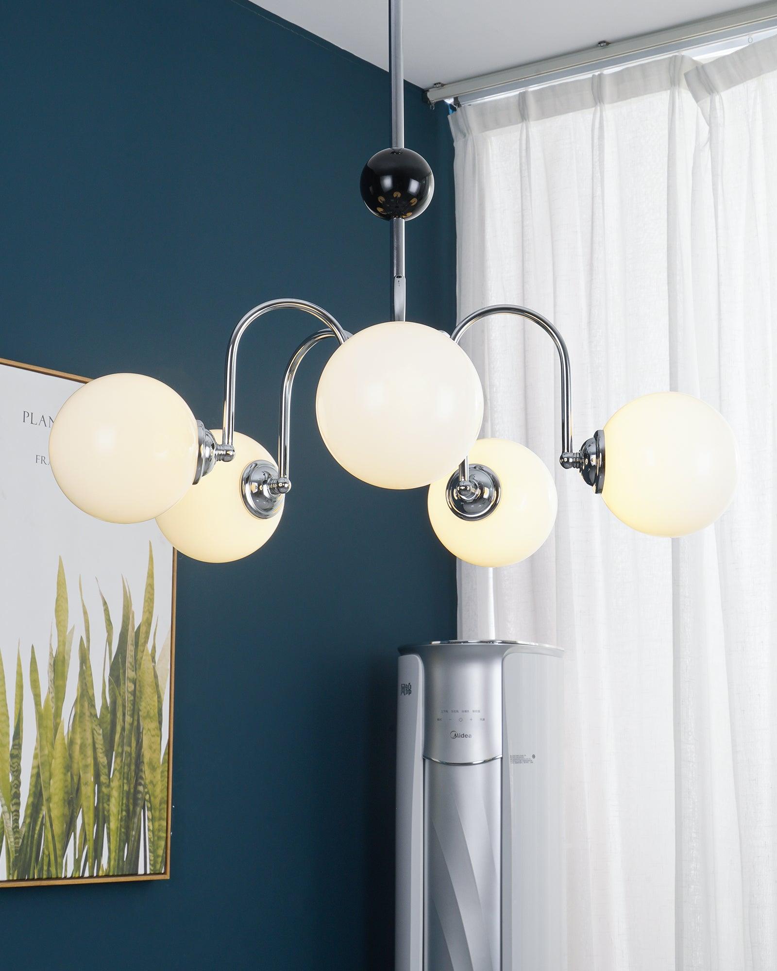 Lustra Chandelier Cadre en Tige et Blanc - Neutralighting