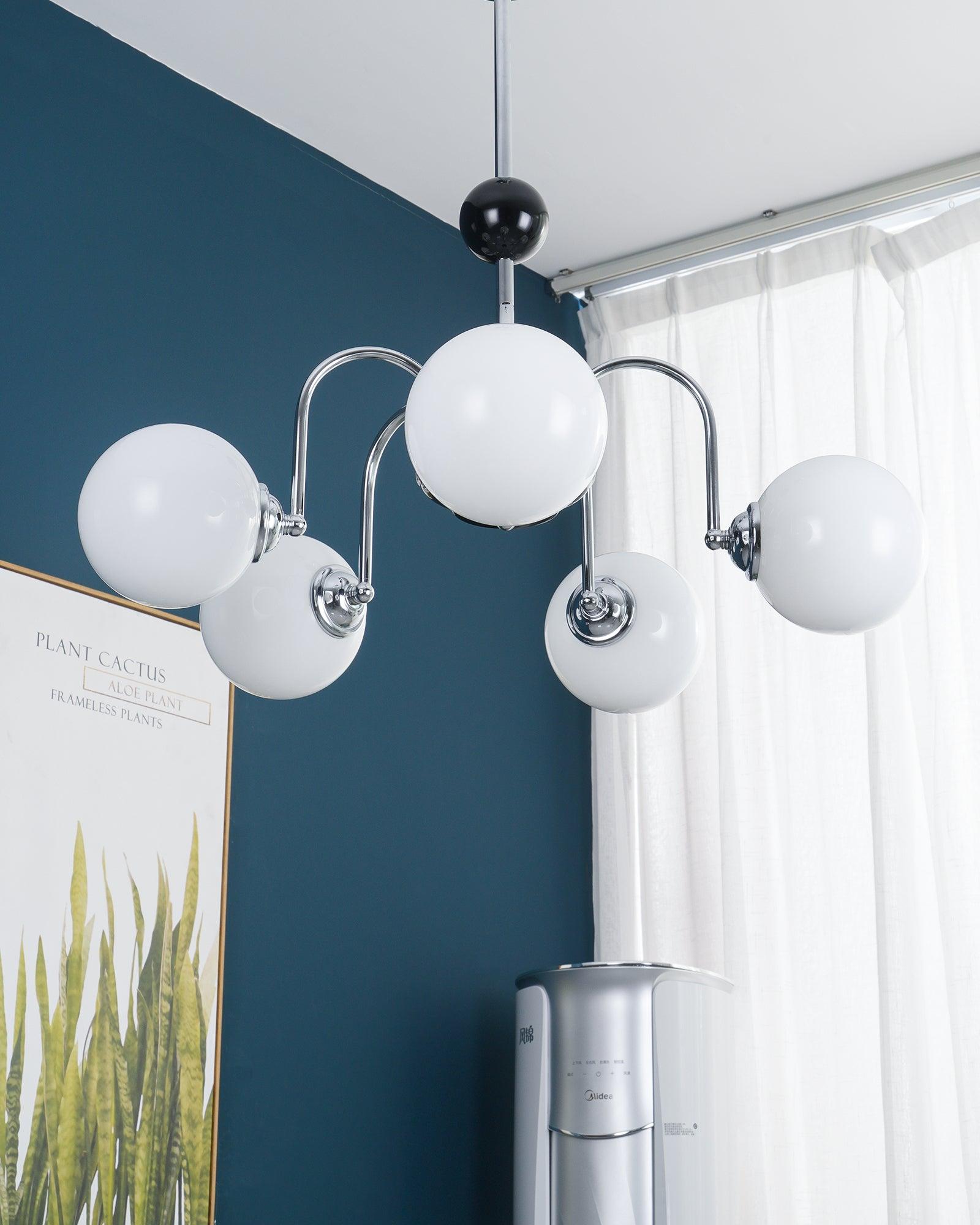 Lustra Chandelier Cadre en Tige et Blanc - Neutralighting