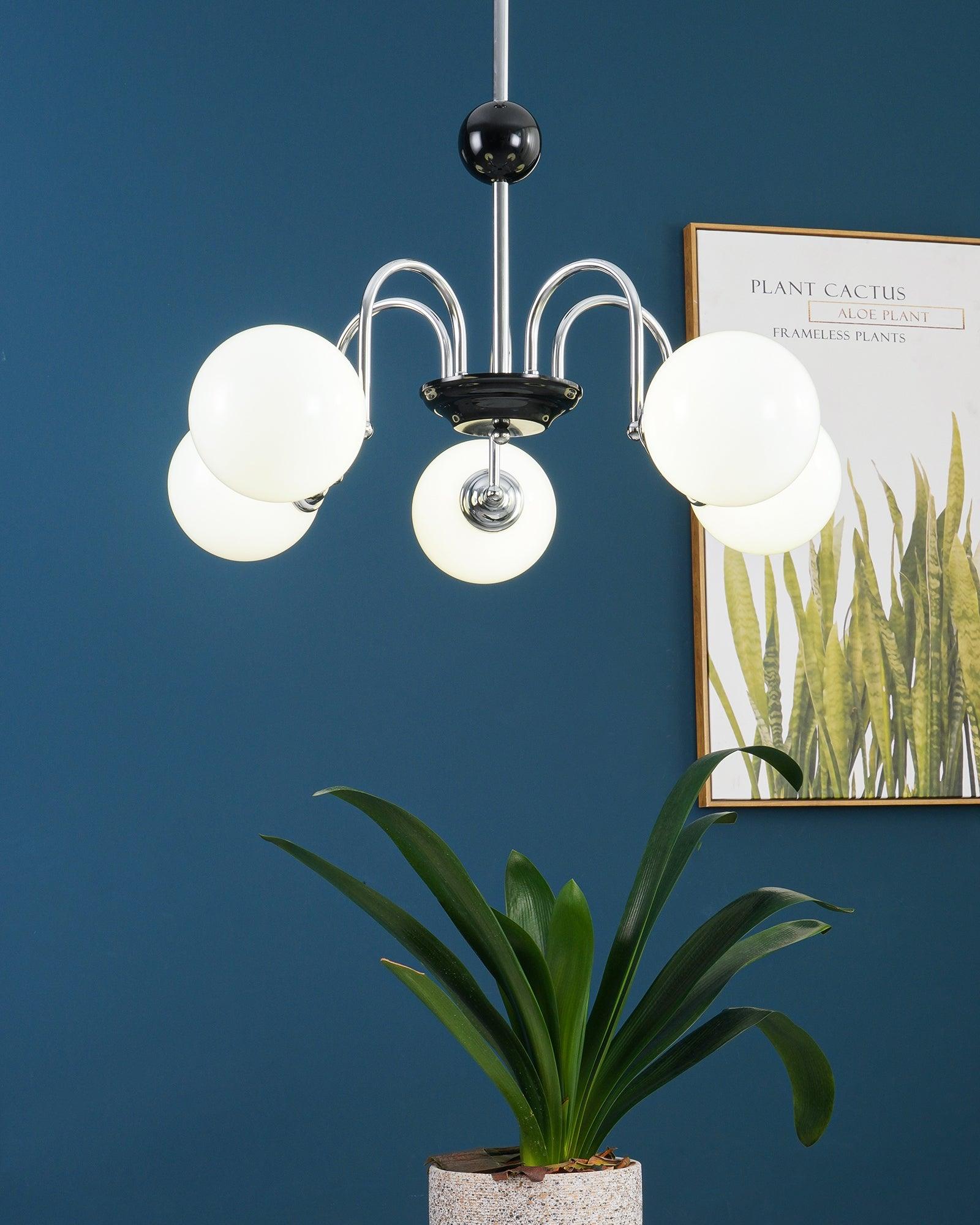 Lustra Chandelier Cadre en Tige et Blanc - Neutralighting