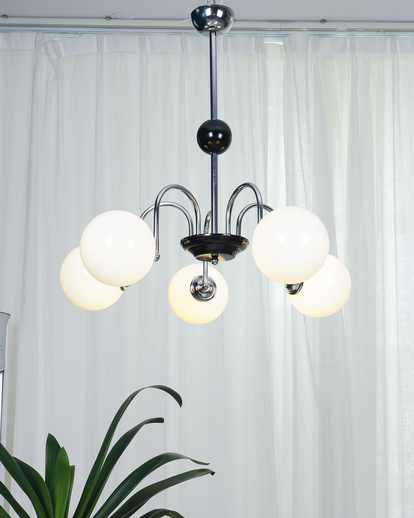 Lustra Chandelier Cadre en Tige et Blanc - Neutralighting