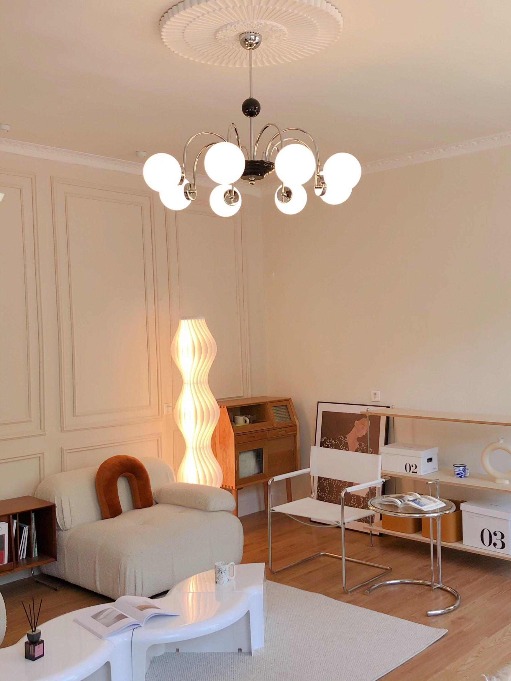 Lustra Chandelier Cadre en Tige et Blanc - Neutralighting
