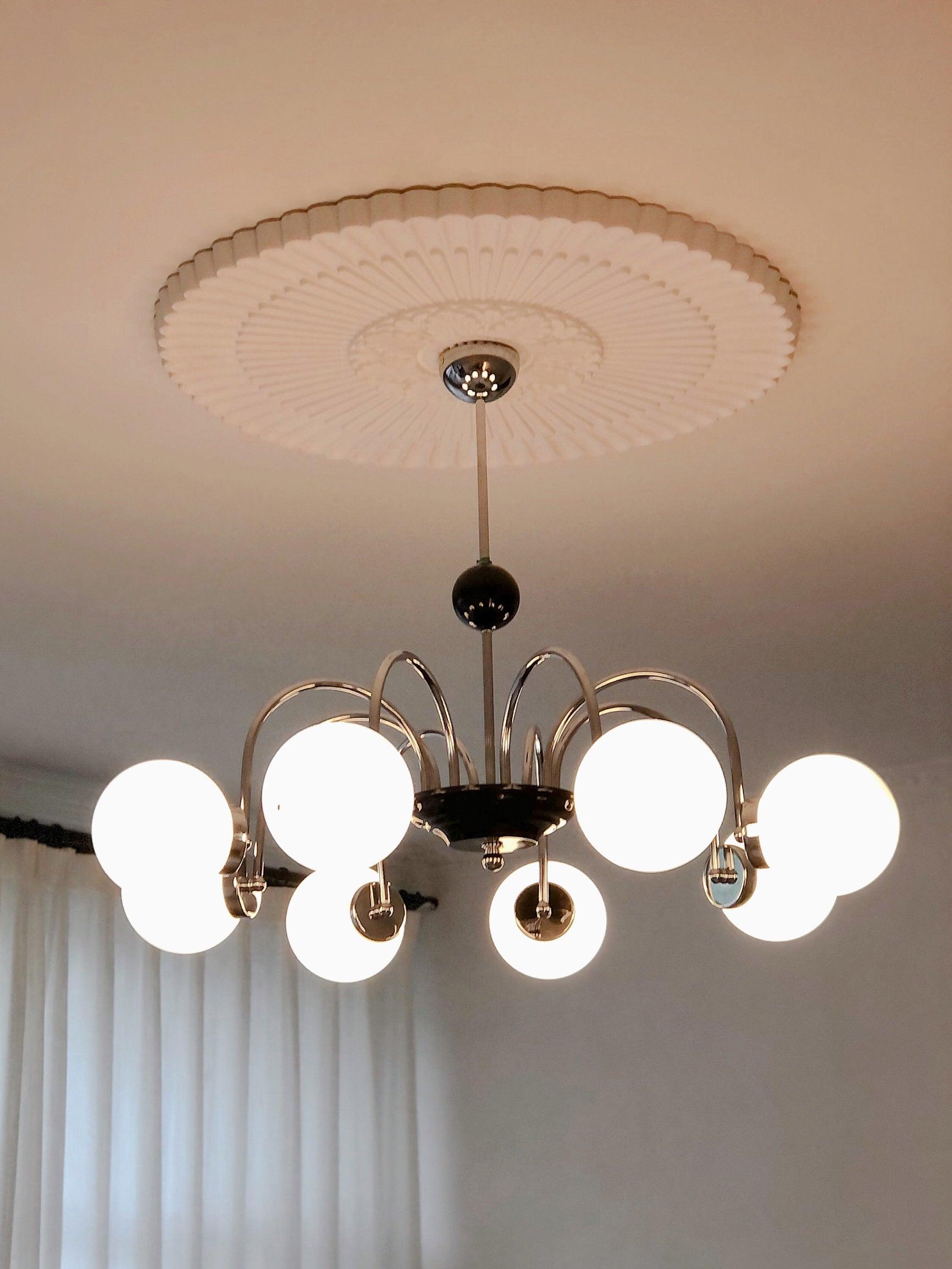 Lustra Chandelier Cadre en Tige et Blanc - Neutralighting