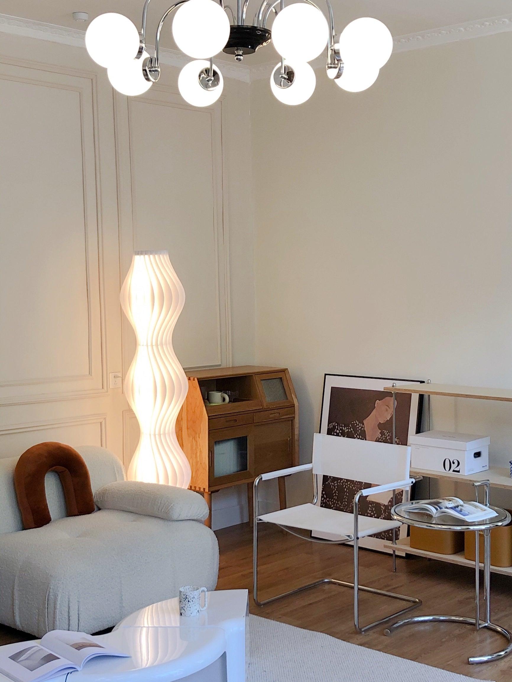 Lustra Chandelier Cadre en Tige et Blanc - Neutralighting
