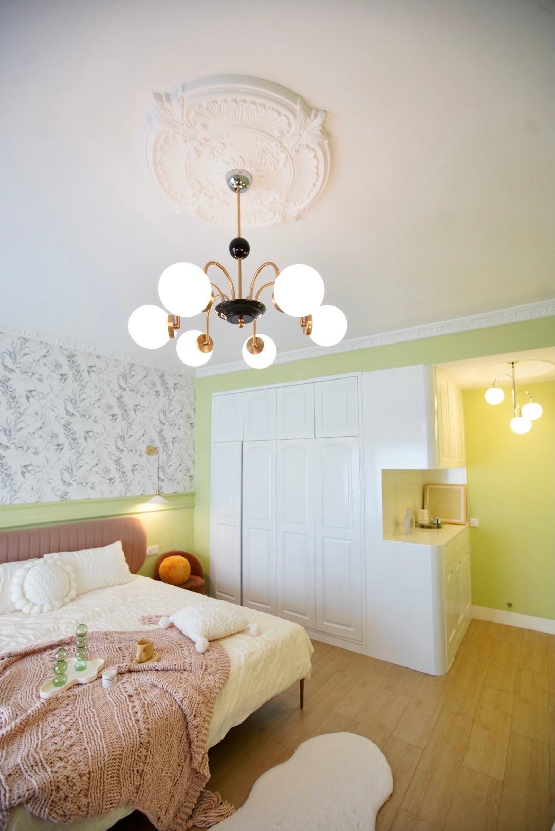 Lustra Chandelier Cadre en Tige et Blanc - Neutralighting