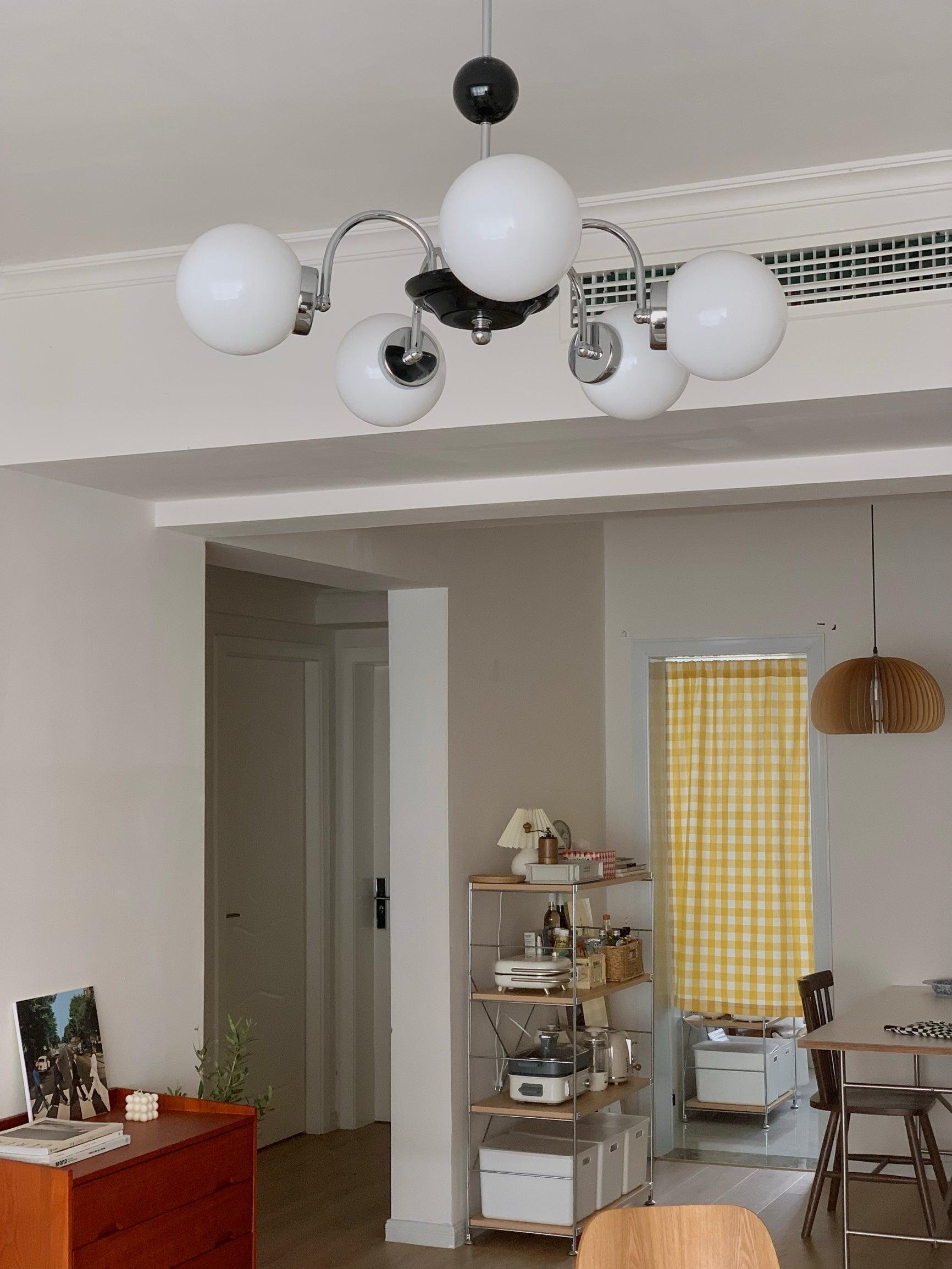 Lustra Chandelier Cadre en Tige et Blanc - Neutralighting