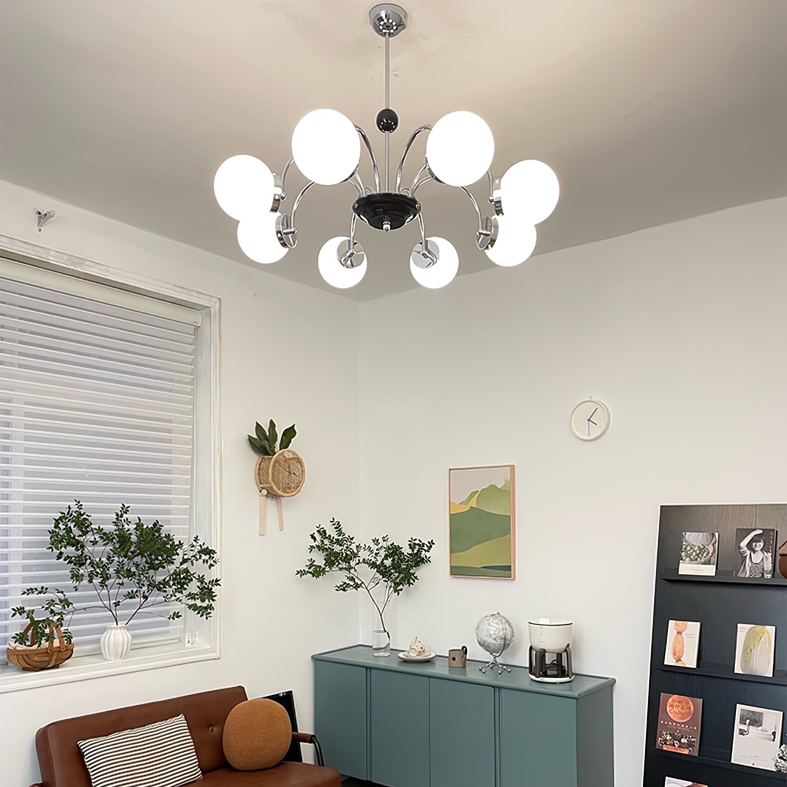 Lustra Chandelier Cadre en Tige et Blanc - Neutralighting