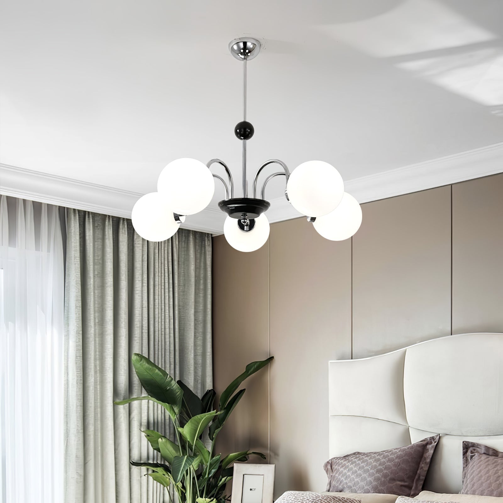 Lustra Chandelier Cadre en Tige et Blanc - Neutralighting