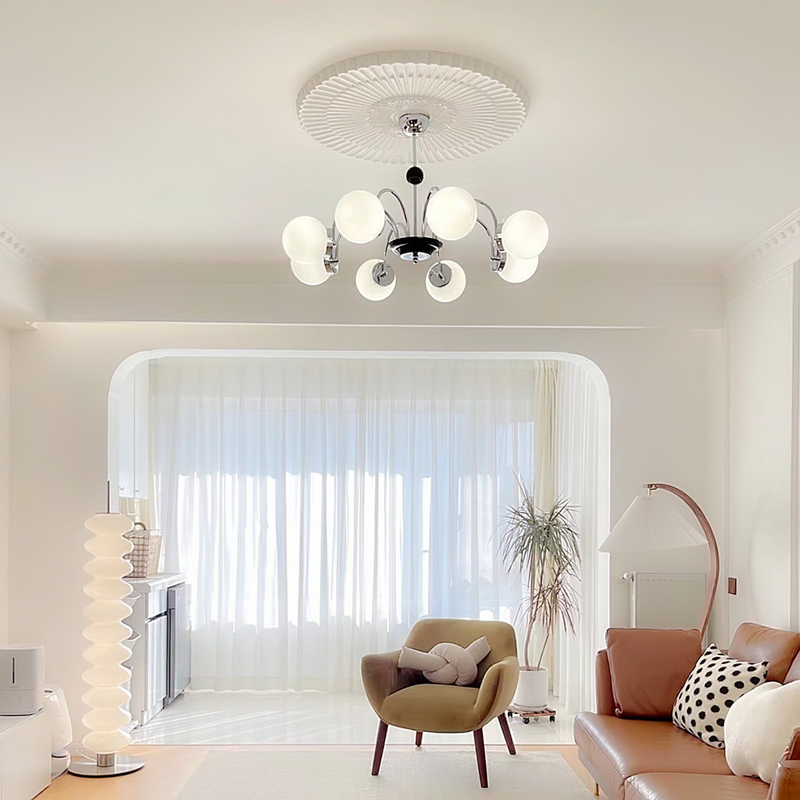 Lustra Chandelier Cadre en Tige et Blanc - Neutralighting
