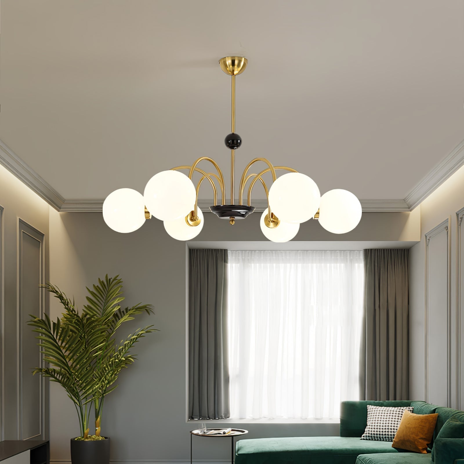 Lustra Chandelier Cadre en Tige et Blanc - Neutralighting
